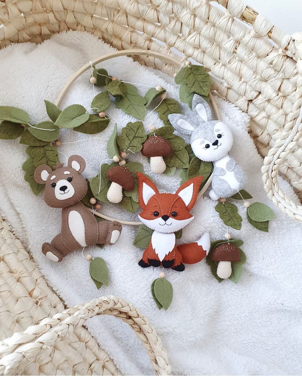 Woodland crib mobile Forest nursery decor Inspire Uplift