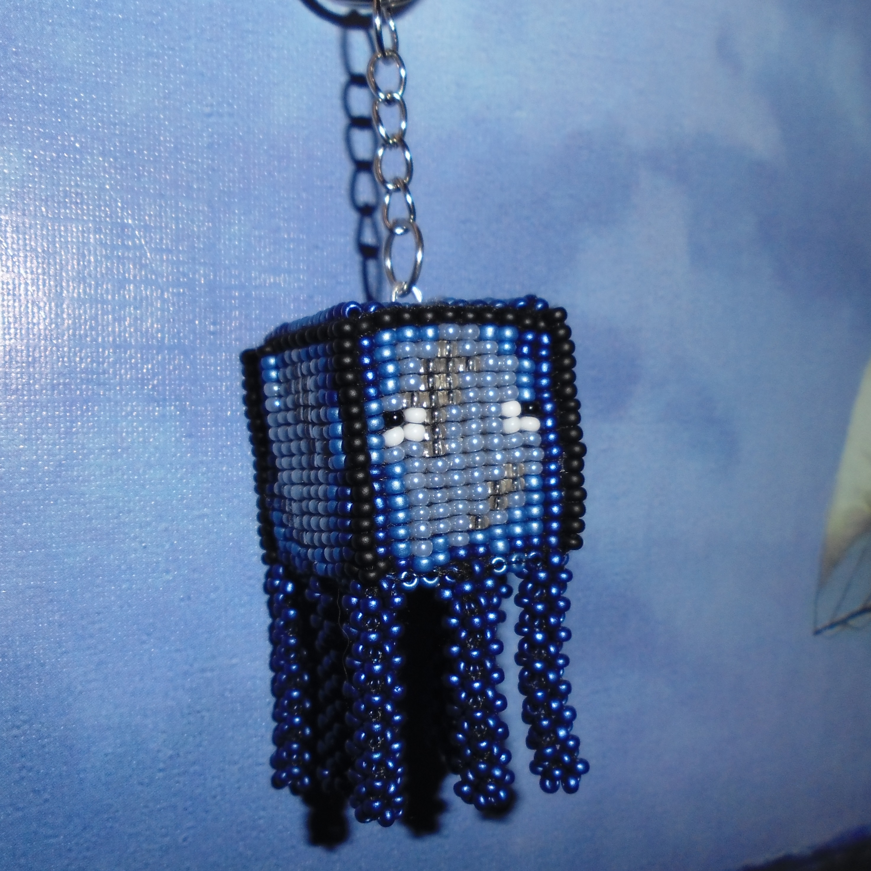 Handmade beaded keychain Squid from Minecraft - Inspire Uplift