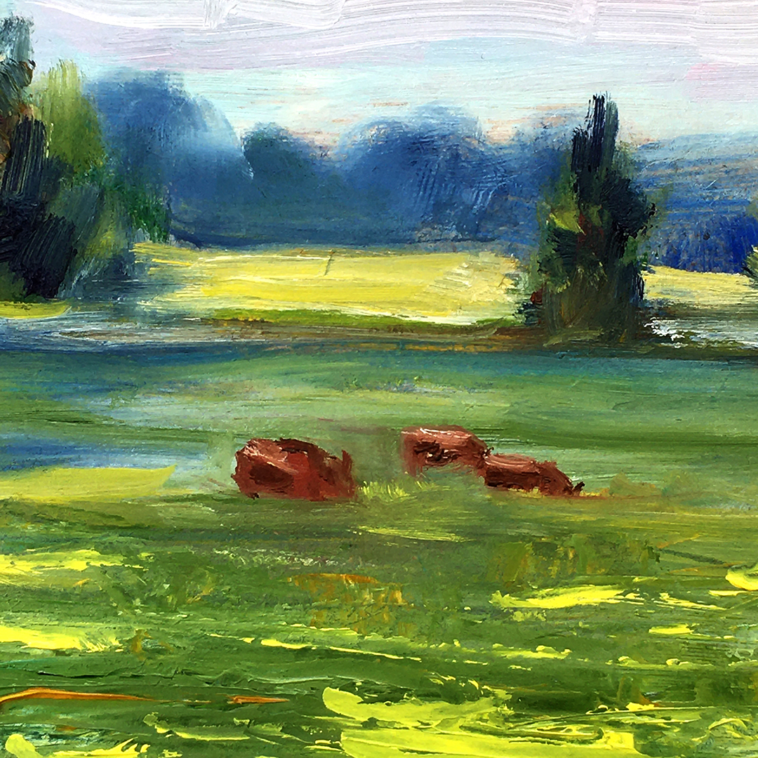 Highland Cow Original Painting Farm Animal Art Landscape Art Inspire