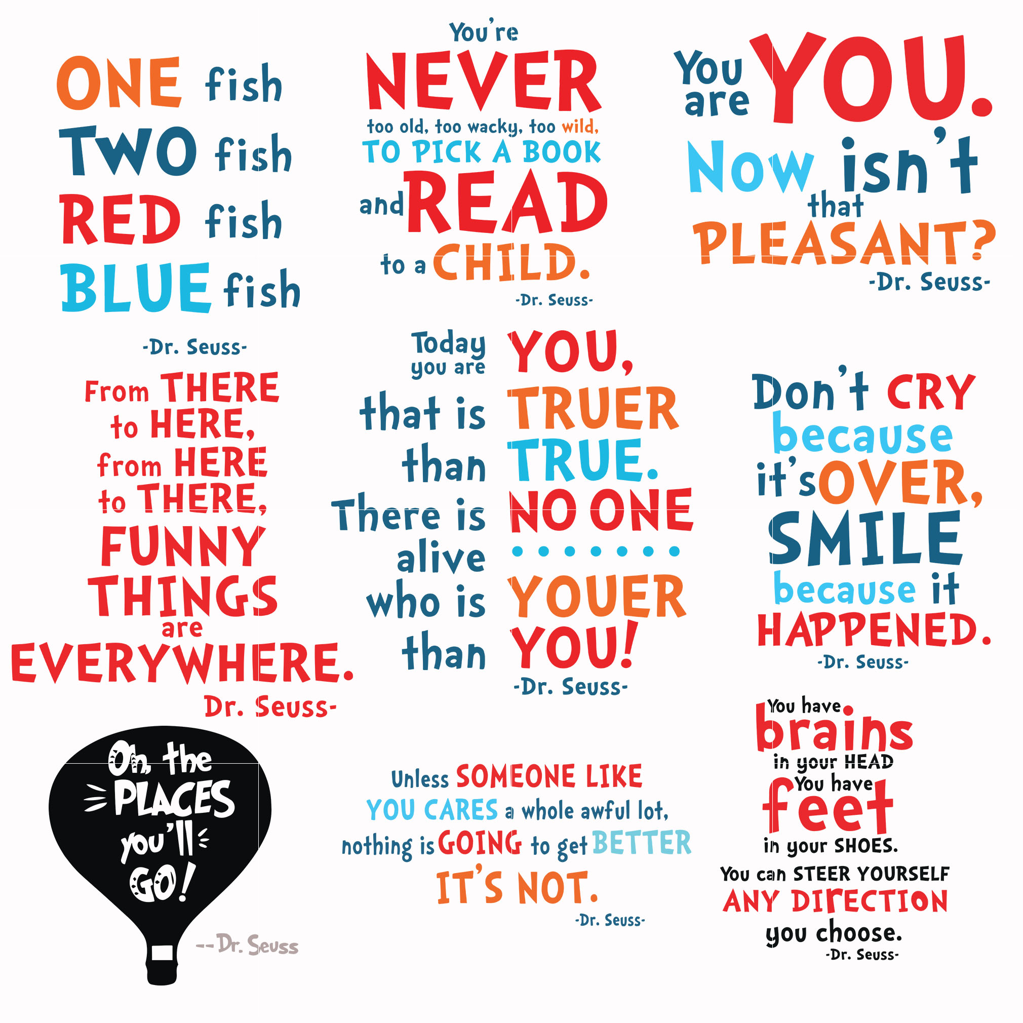 Dr Seuss SVG Bundle, Dr Seuss Quotes SVG PNG DXF EPS Digital | Inspire ...