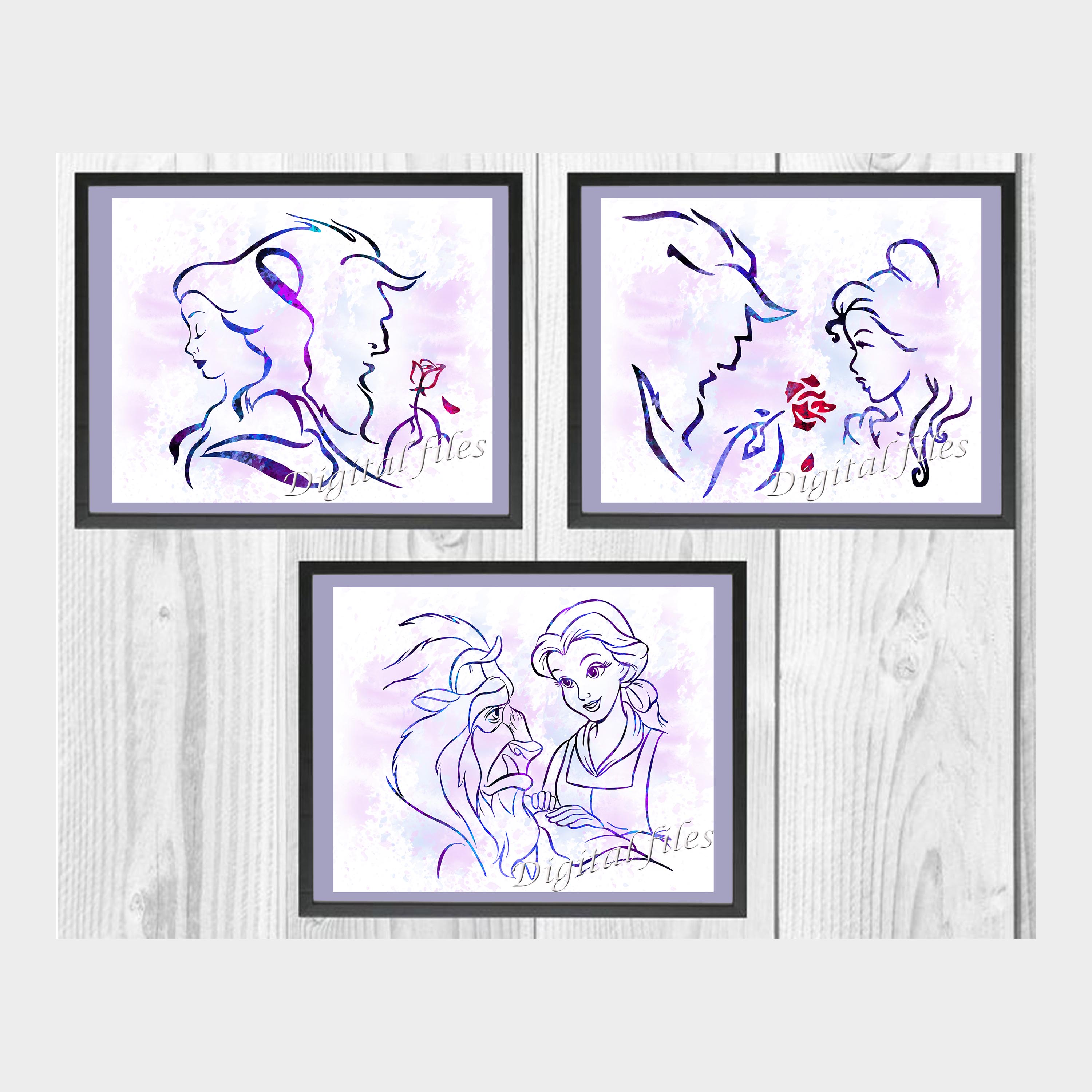 Beauty and the Beast Disney Set Art Print Digital Files deco | Inspire ...