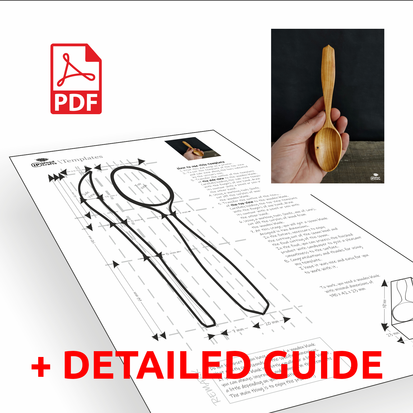 Simple printable PDF template of wooden spoon (+ guide!) Inspire Uplift