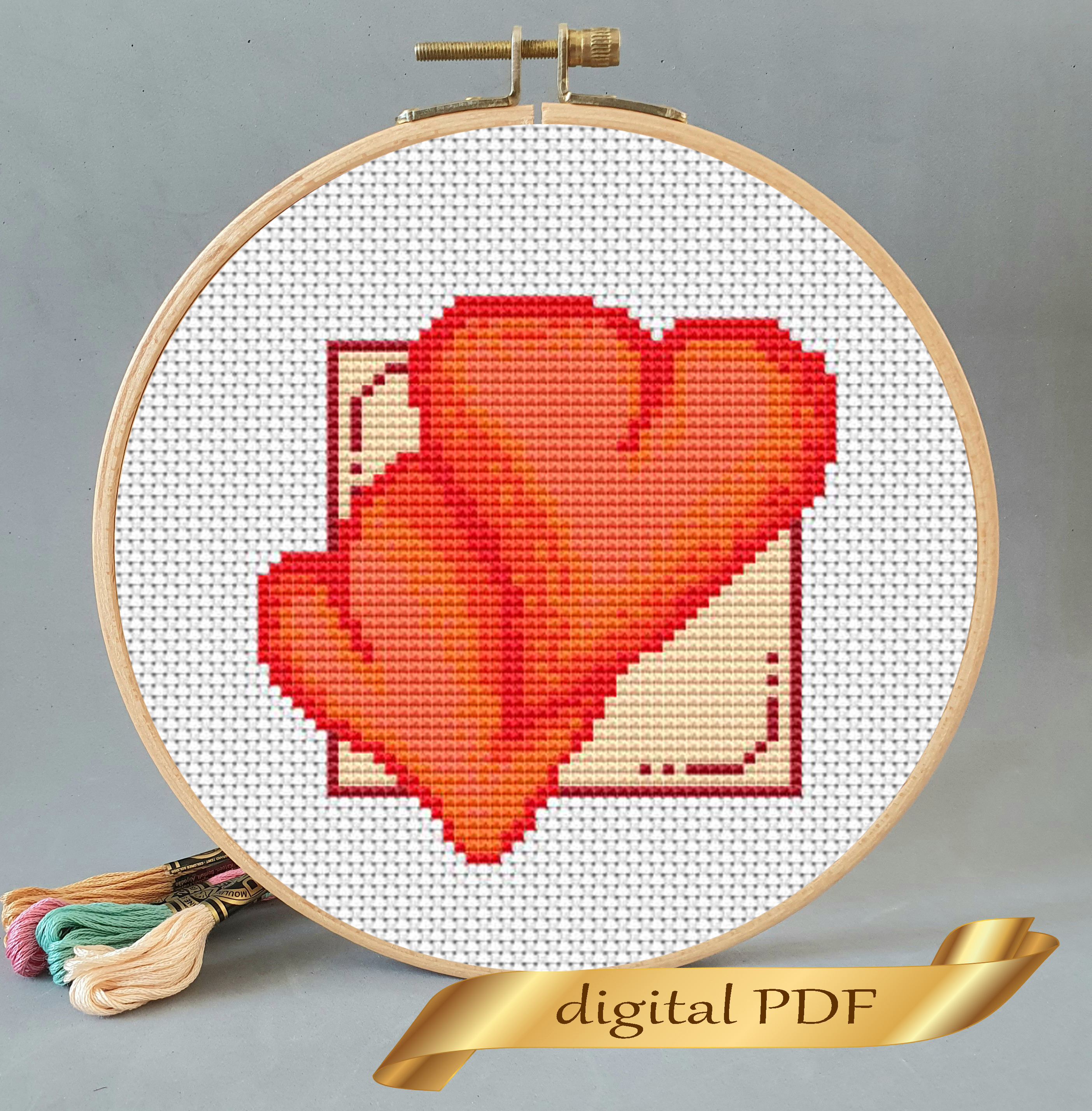 Two Heart Pattern Two hearts pattern pdf cross stitch, Easy embroidery DIY, sm | Inspire ...