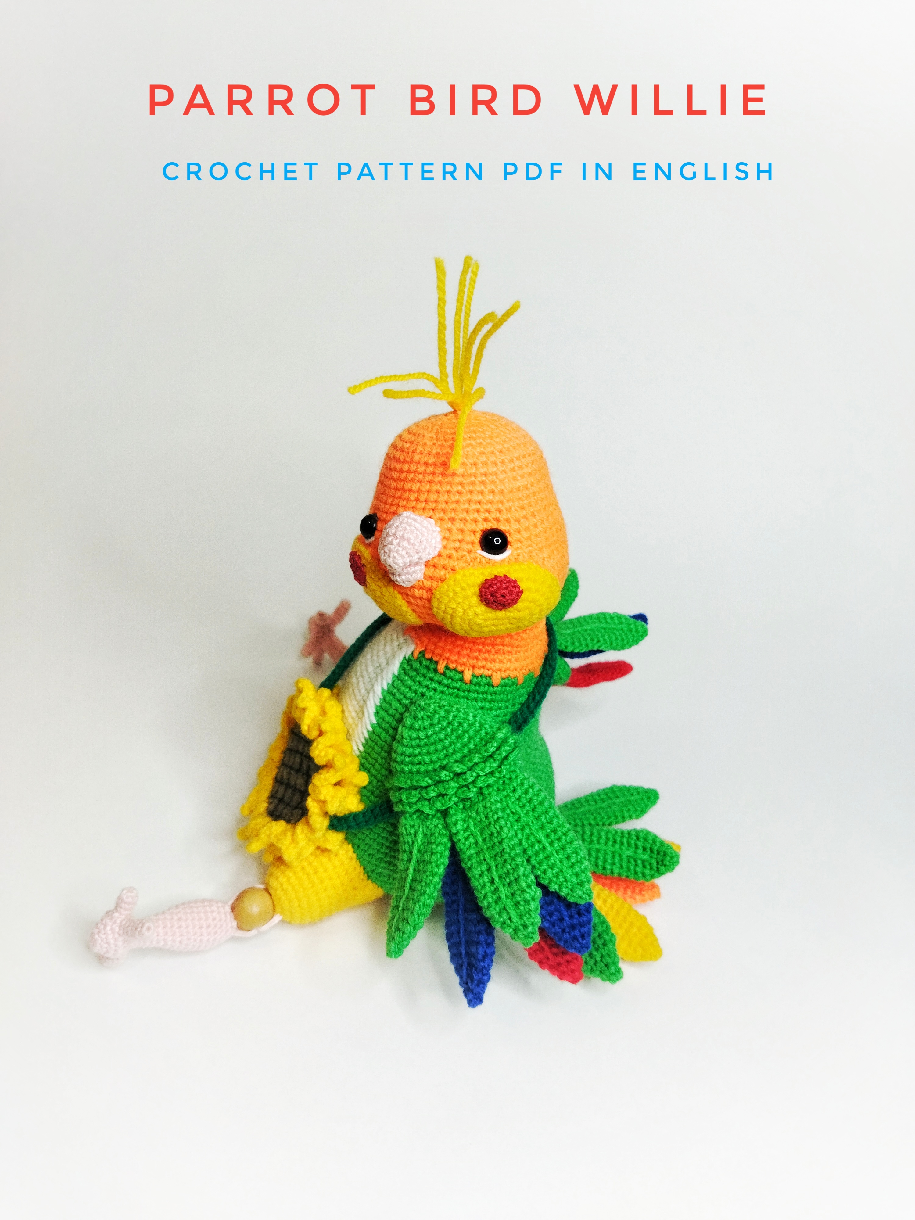 Pattern For Puppet Parrot Parrot bird Willy crochet pattern pdf. Soft kid toy parrot D | Inspire ...