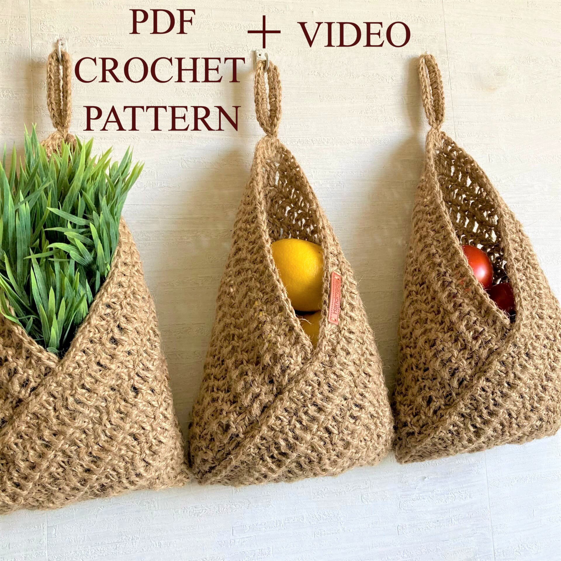 Crocheted Basket Kitchen Decor PDF Pattern Flower Pot Holder Inspire Uplift