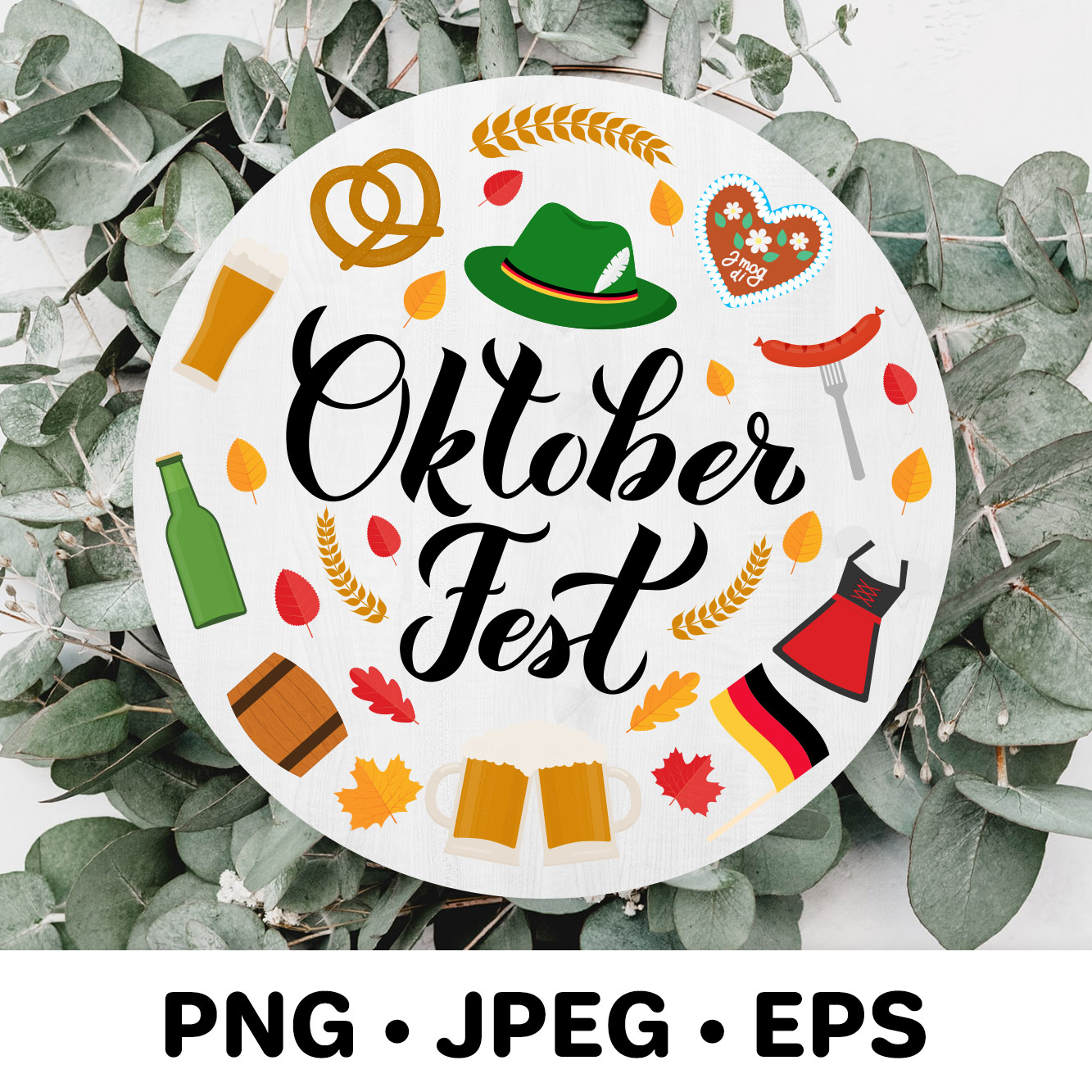 Oktoberfest round sign. Beer festival. Sublimation design | Inspire Uplift