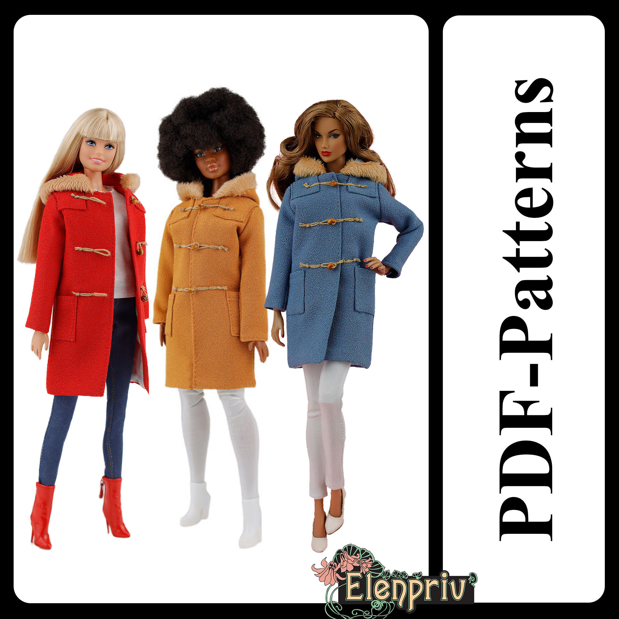 PDF Pattern Duffle coat for 11 1/2 Fashion Royalty, FR2 Pivo | Inspire ...