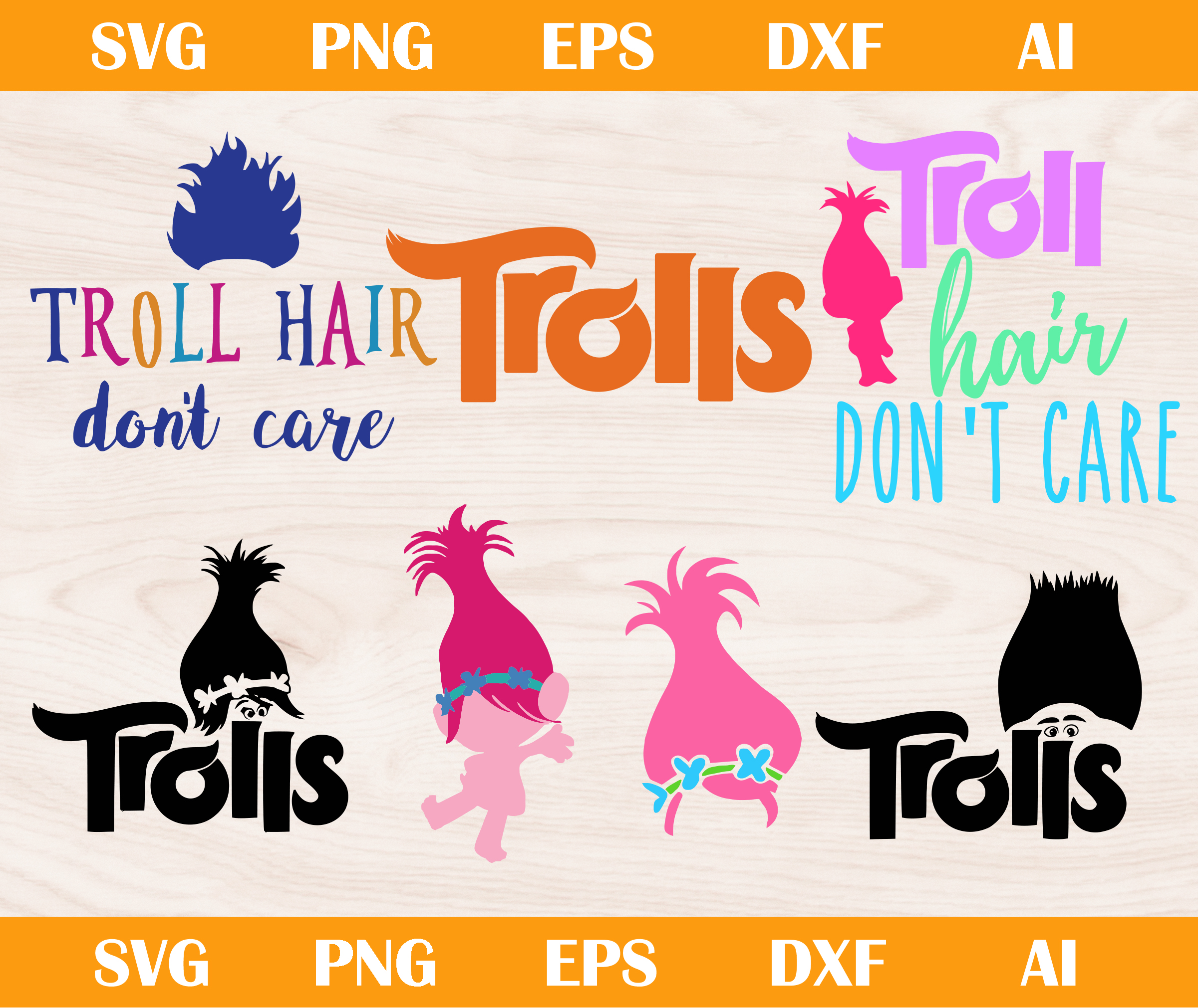 Trolls SVG, Trolls SVG files, Troll Hair Dont Caire svg, PNG - Inspire