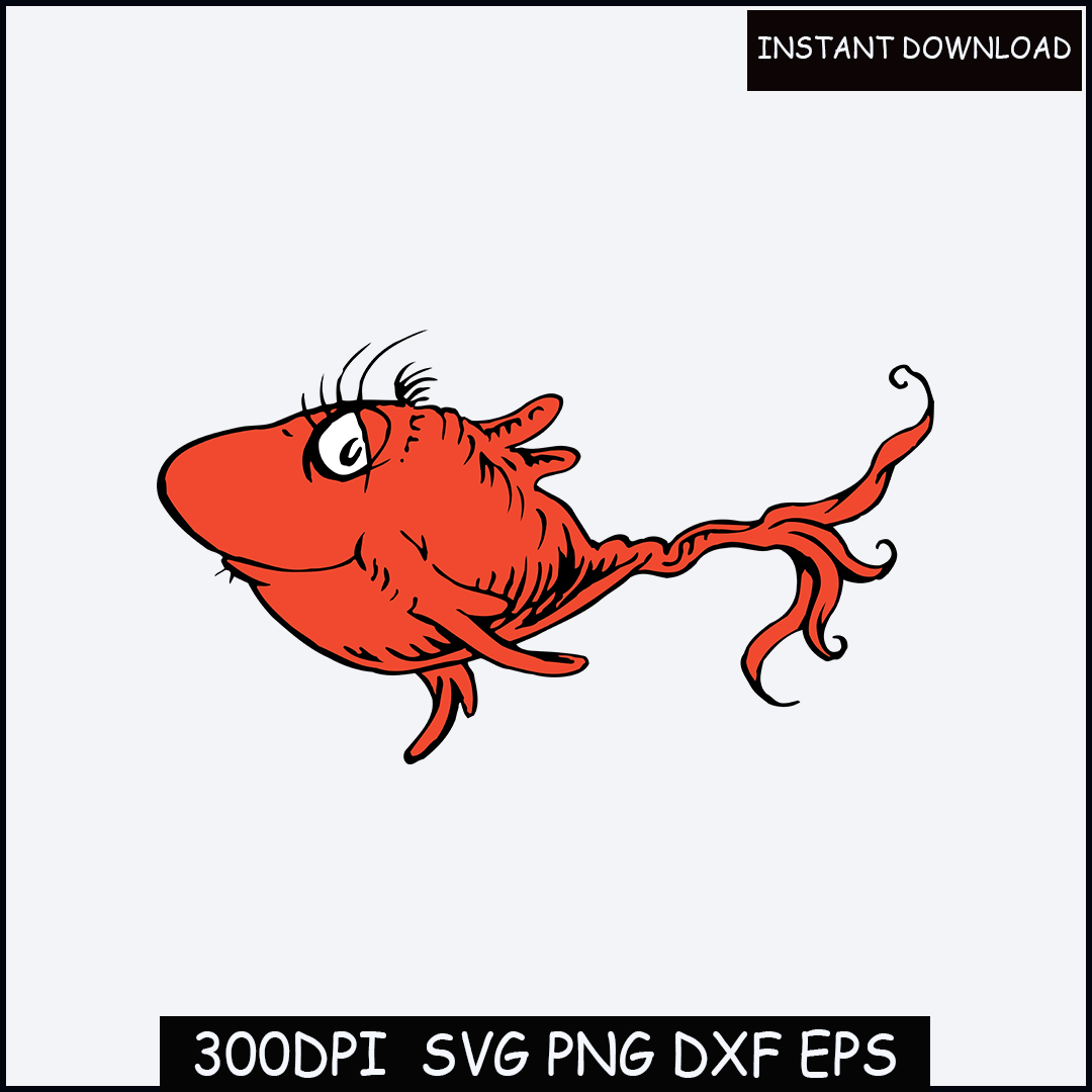 One Fish Two Fish Red Fish Blue Fish SVG , Dr cat hat SVG , | Inspire ...
