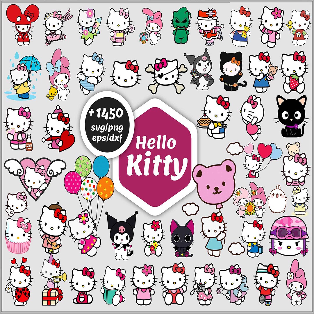 hello kitty svg, Kawaii kitty bundle, Animal Svg, Cat Svg, D - Inspire