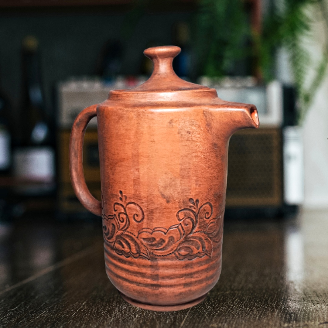 Handmade wine jug made of red clay Rustic style drink jug Inspire Uplift