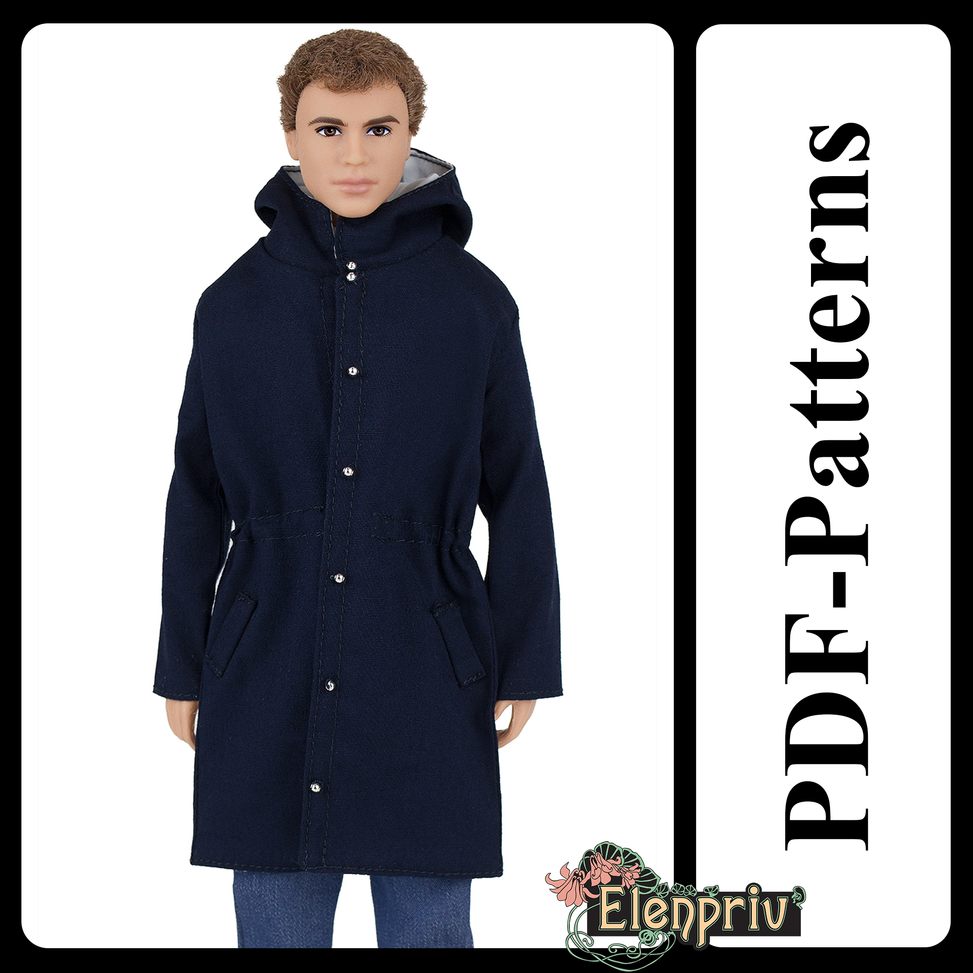 PDF Pattern RainCoat for Ken Fashionista dolls doll with col Inspire
