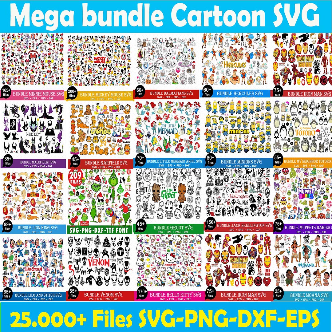 25k Files Cartoon Bundle SVG, Clipart, SVG Bundle, SVG for T | Inspire ...