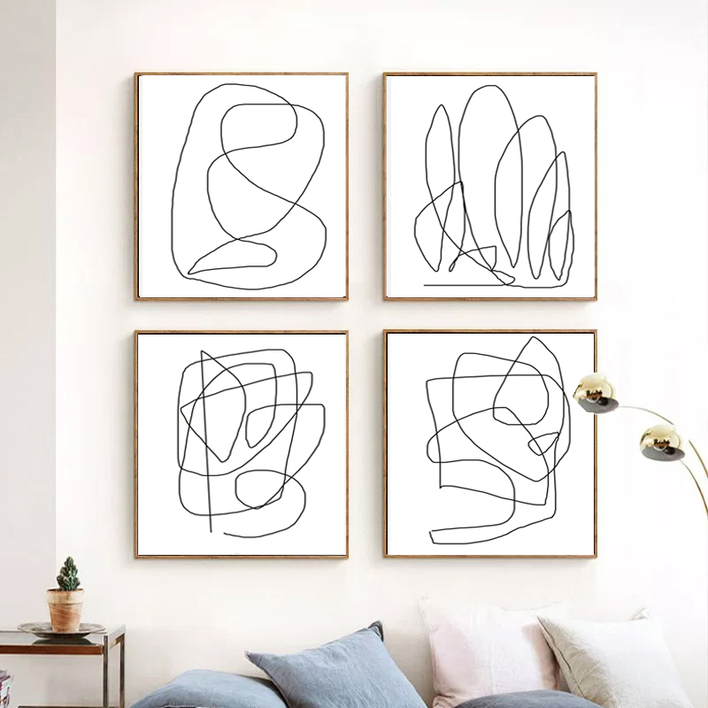 Abstract Line Art Set Of 4 Prints Line Drawing Poster Abstra | Inspire ...