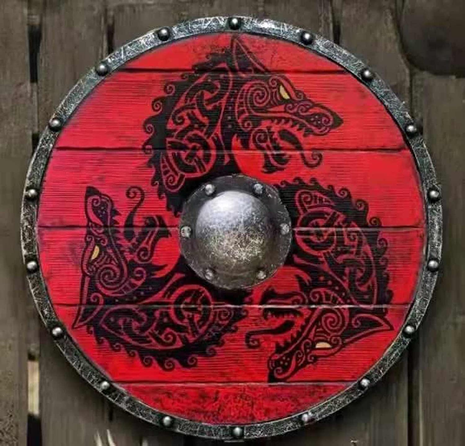 Dragon Face Wood & Steel Round shield Armor Templar 24