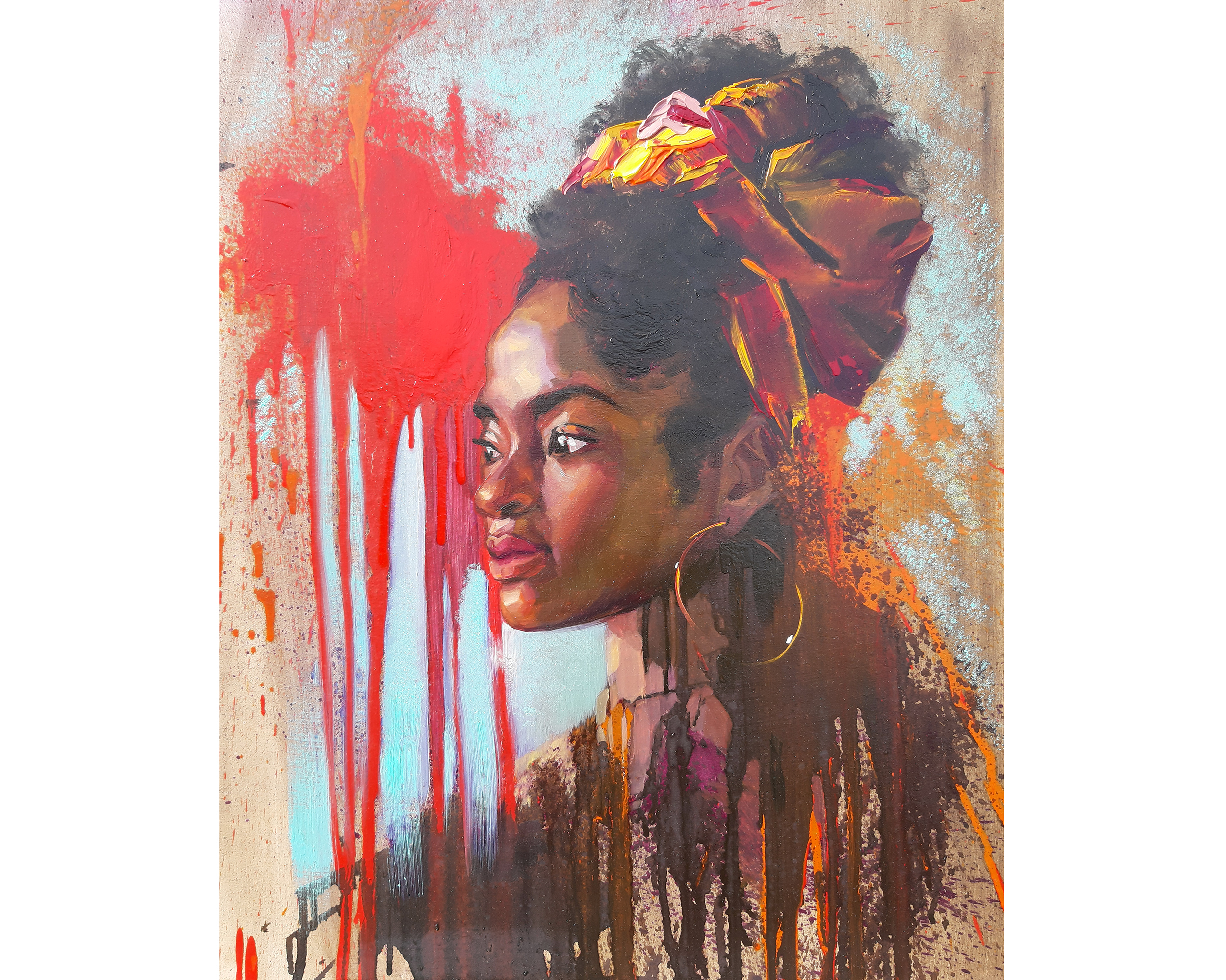African American Woman Painting Original Art Portait Artwork | Inspire ...