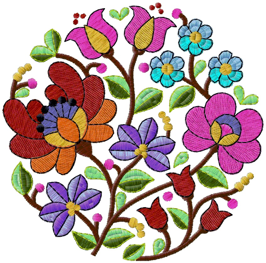 Creative flower circle embroidery design. Applique. Suitable Inspire Uplift
