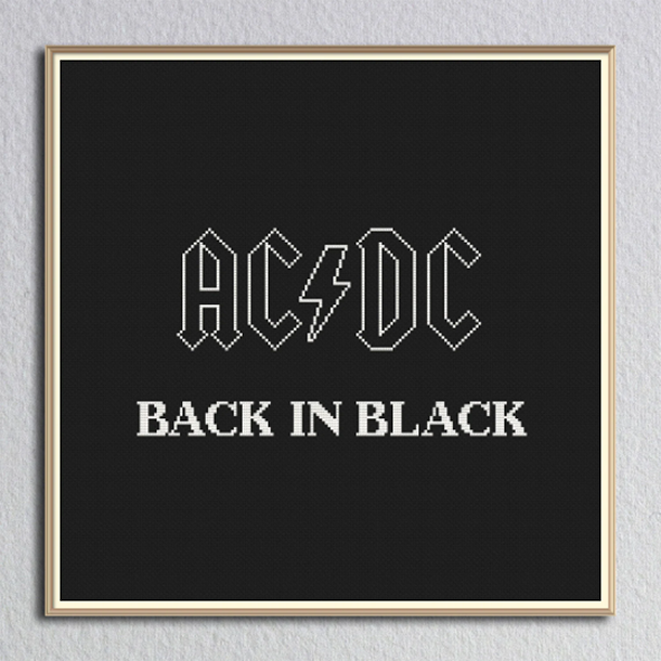 AC/DC Cross Stitch Pattern, Rock Cross Stitch, Digital PDF | Inspire Uplift