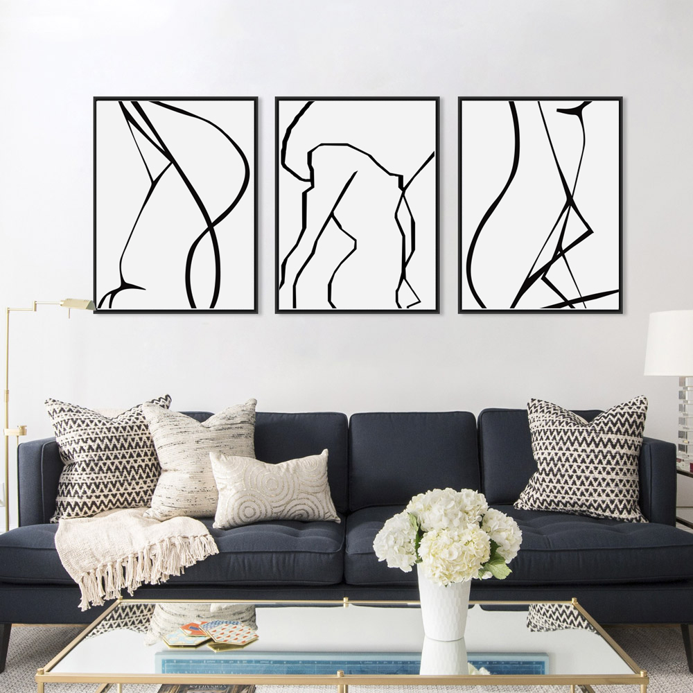 Female Line Art Abstract Woman Set Of 3 Prints Line Drawing - Inspire ...