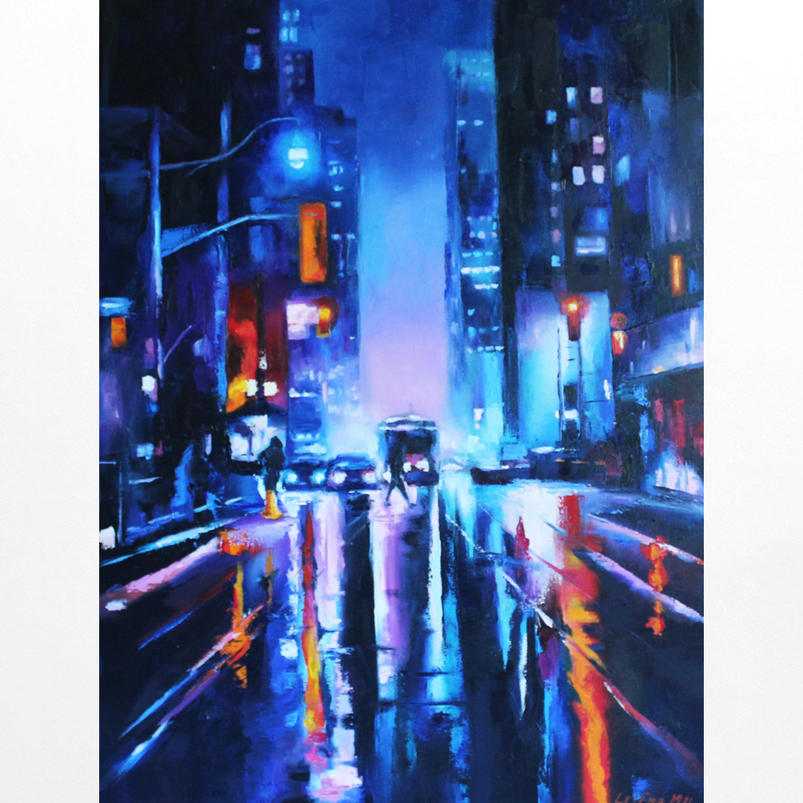 New York Oil Painting Night City Original Art New York Art C Inspire