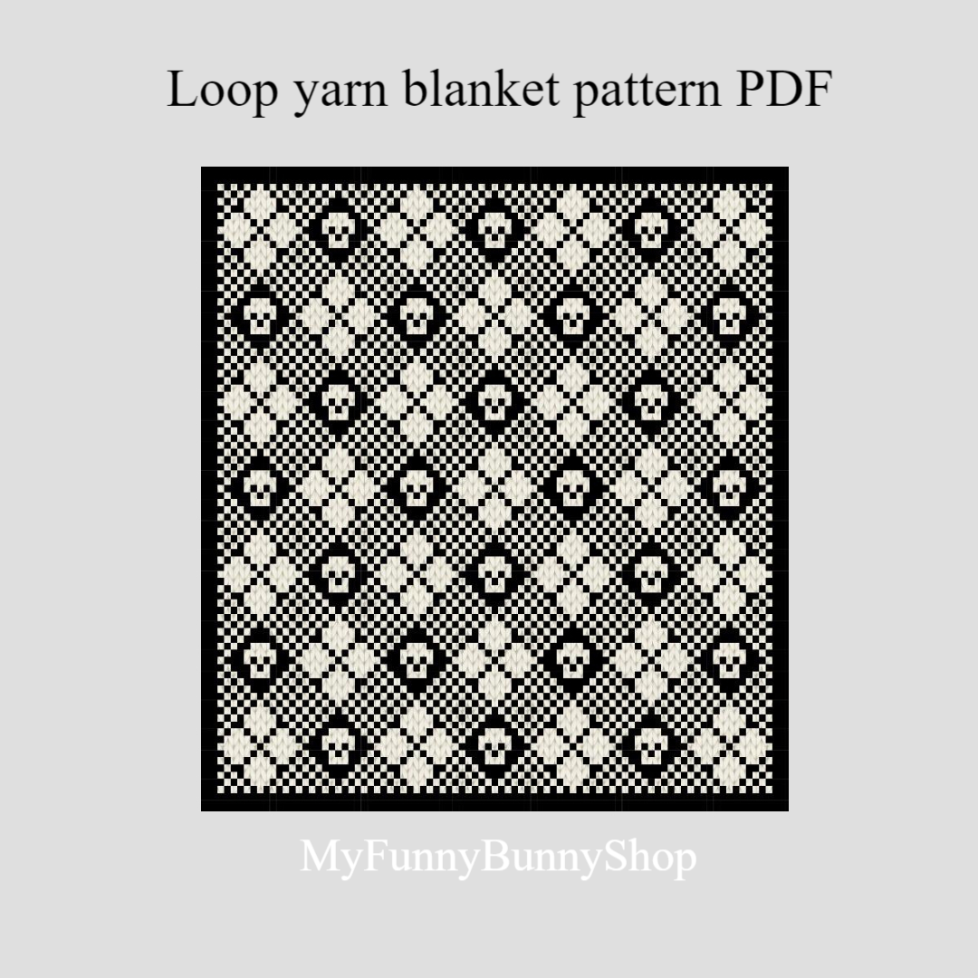Loop yarn Buffalo Plaid Rhombus Skulls blanket pattern PDF | Inspire Uplift