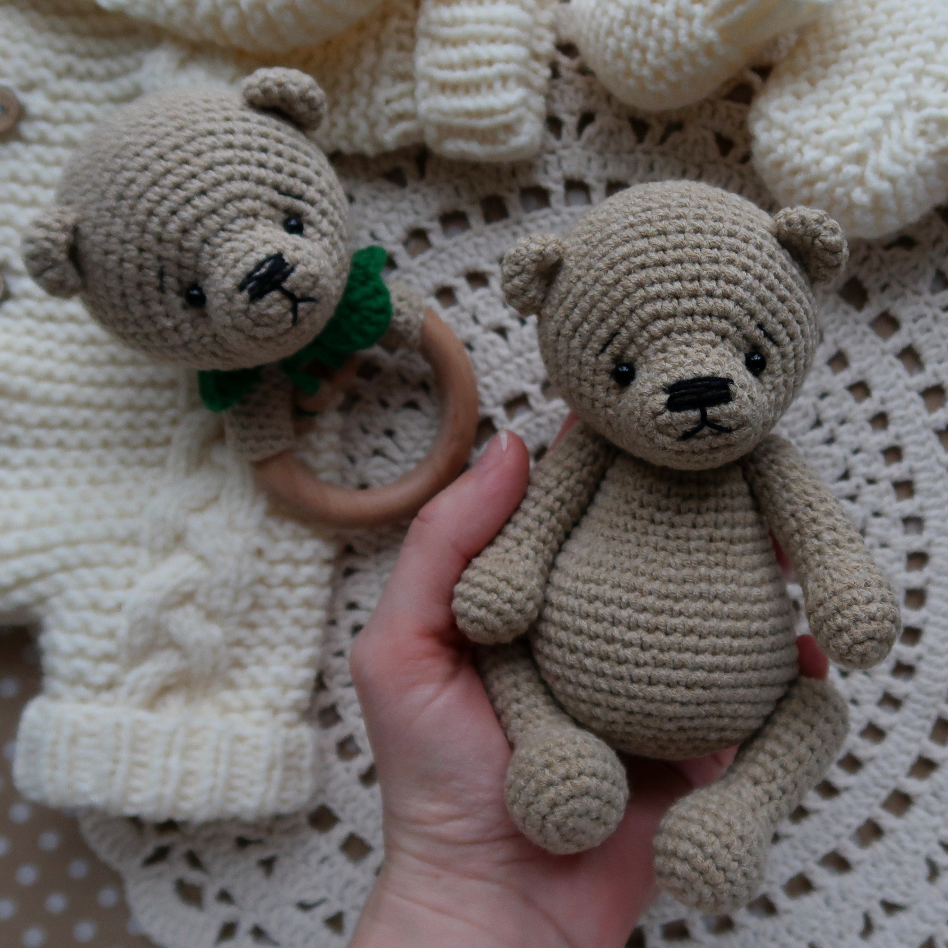 PATTERN Crochet Little Teddy bear toy and Rattle Toy Bear. P | Inspire ...
