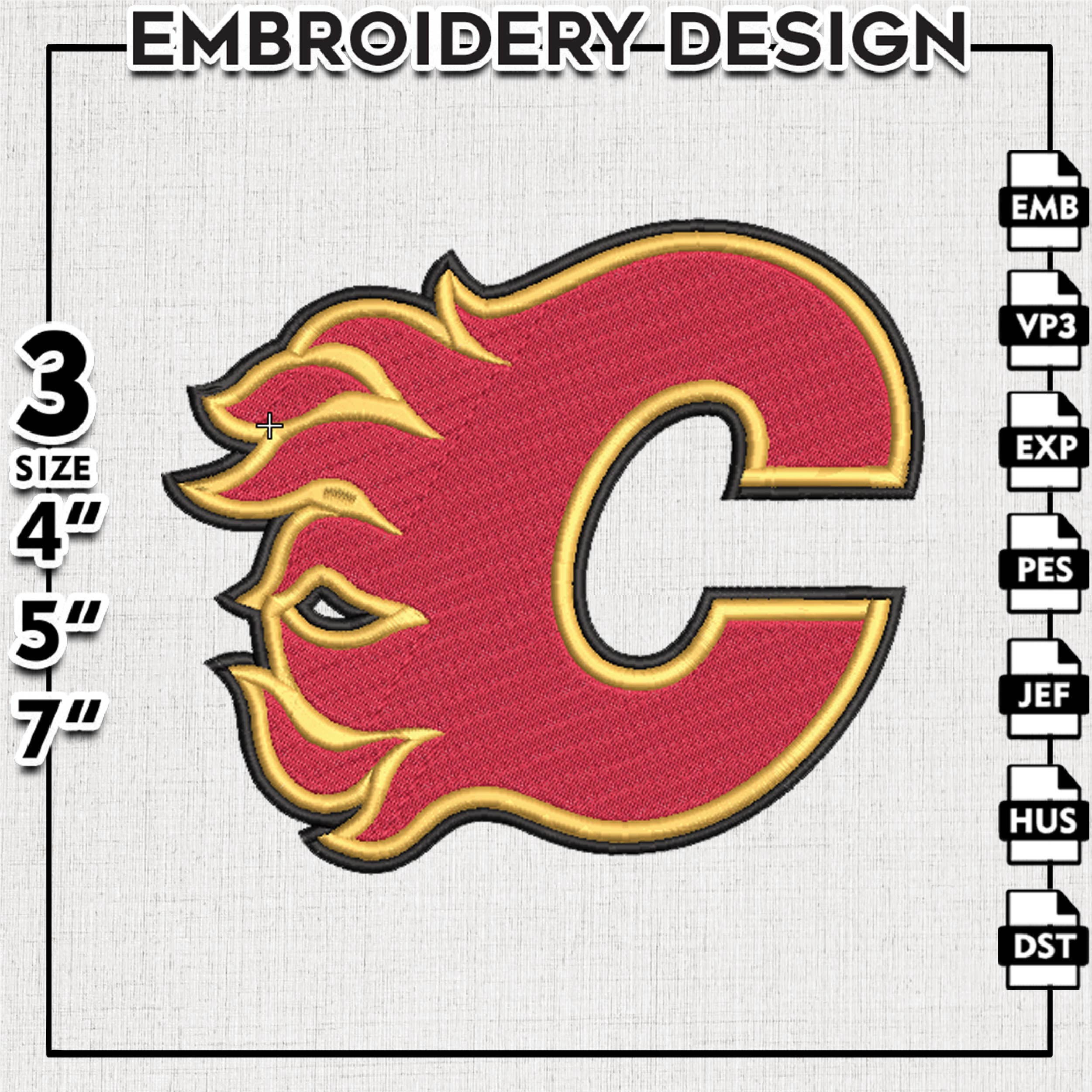 Calgary Flames Embroidery file, NHL Embroidery Designs, Hock Inspire