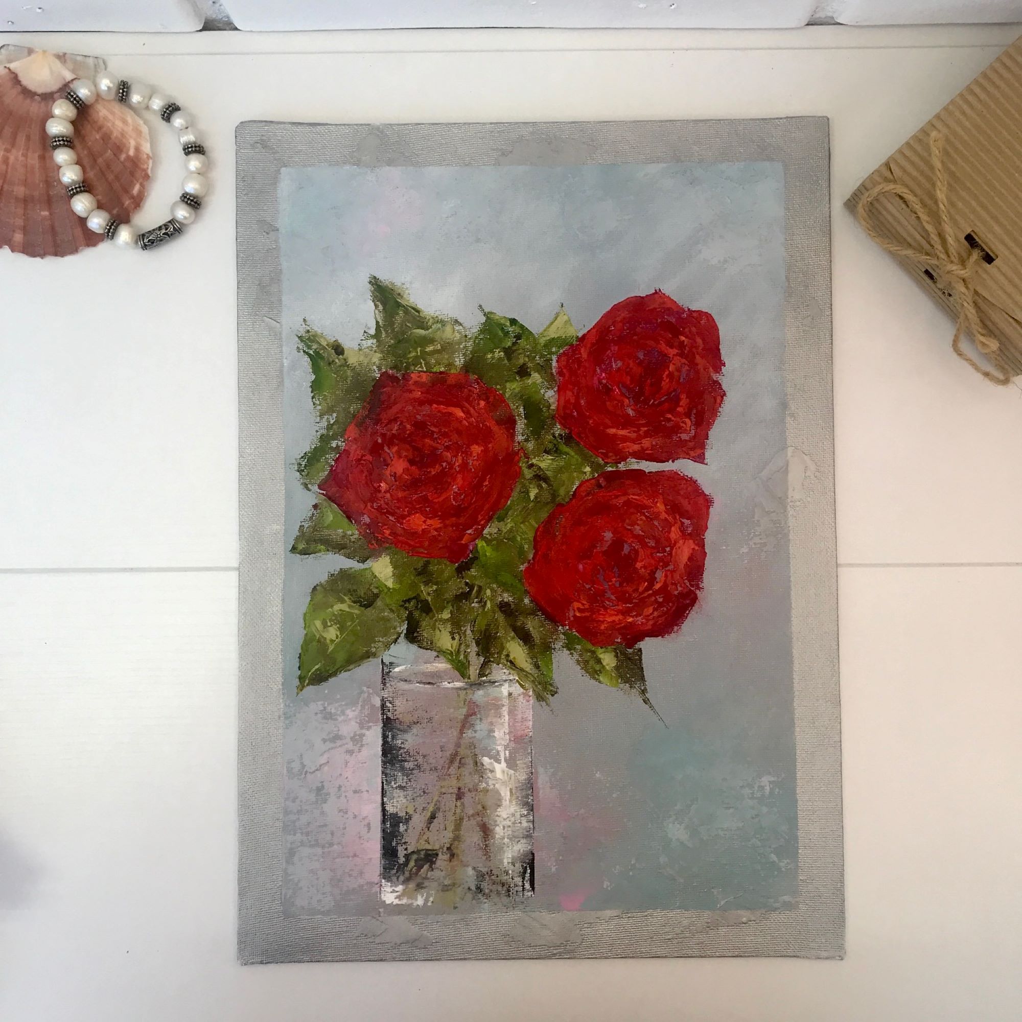 Pink Roses Painting Original Art Flower Peony Abstract Roses | Inspire ...