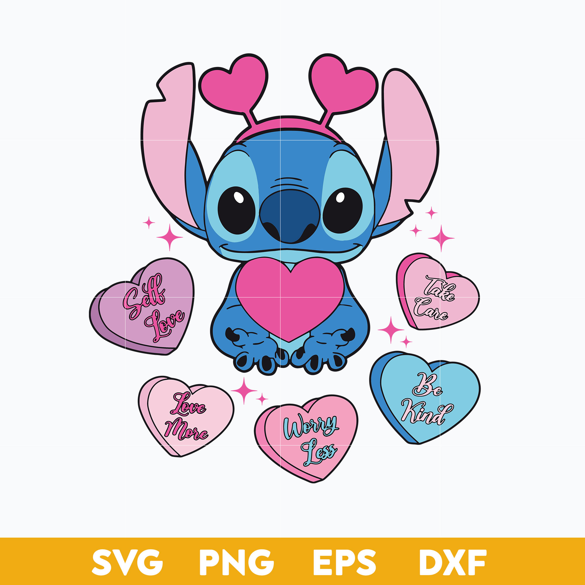 Love Stitch Candy Heart SVG, Stitch Valentine SVG, Valentine Inspire
