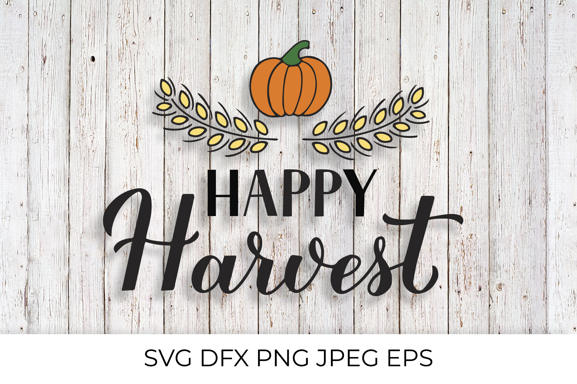 Happy Harvest SVG. Hand Lettered Autumn Quote Cut File Inspire Uplift