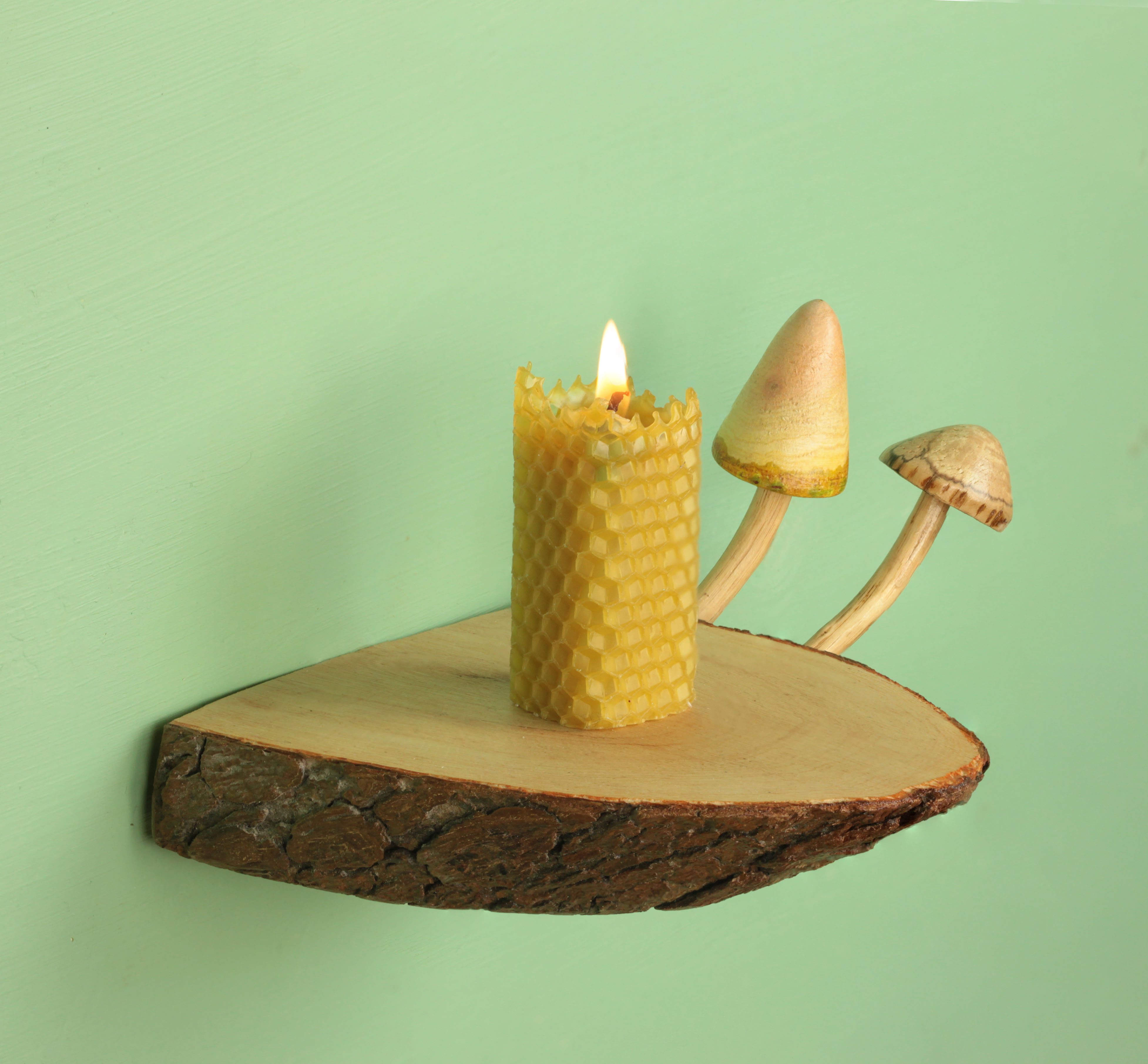 wall shelf for candles, wood mushroom floating shelf, floati Inspire