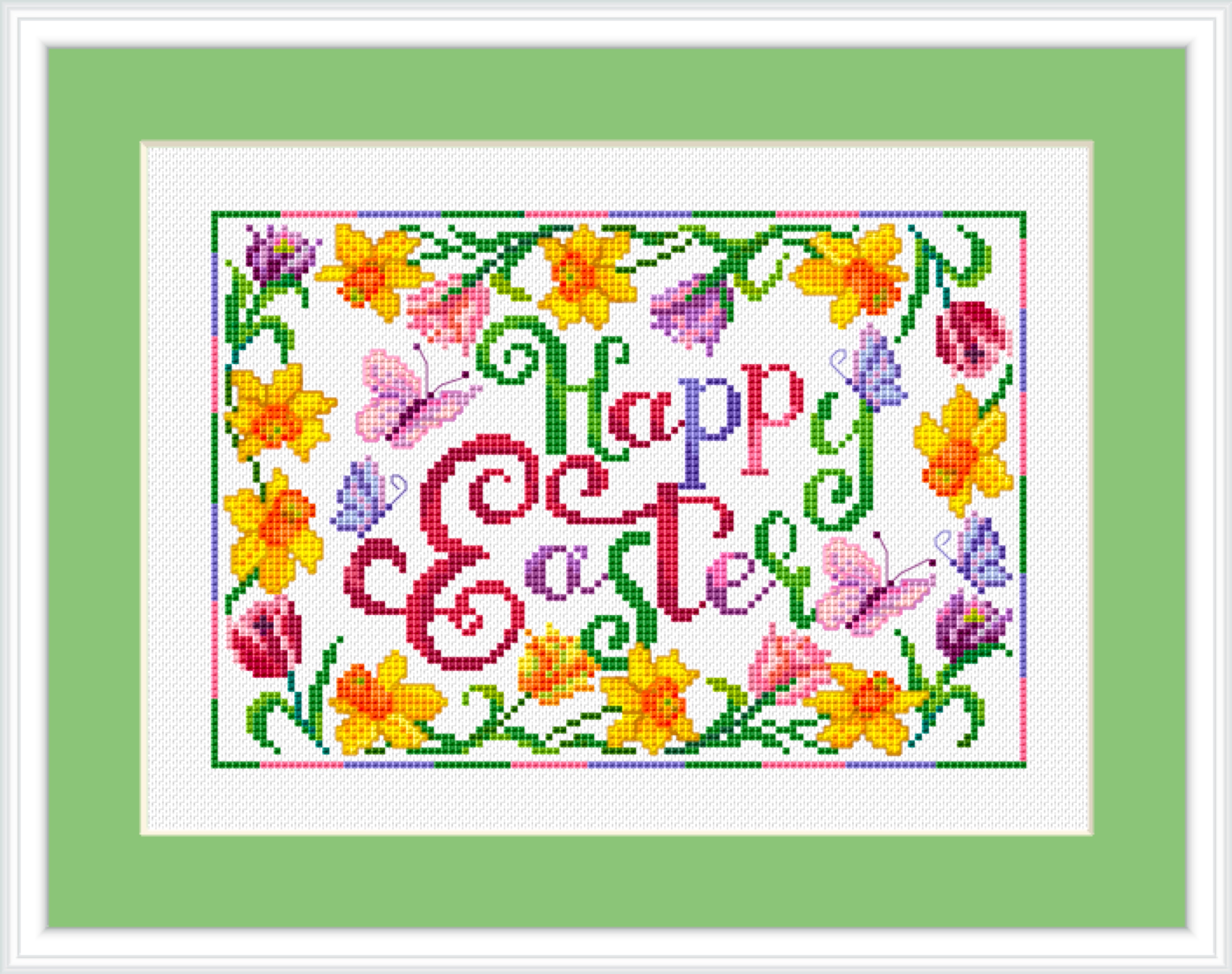HAPPY EASTER FLOWER Ornament cross stitch pattern PDF by Cro Inspire
