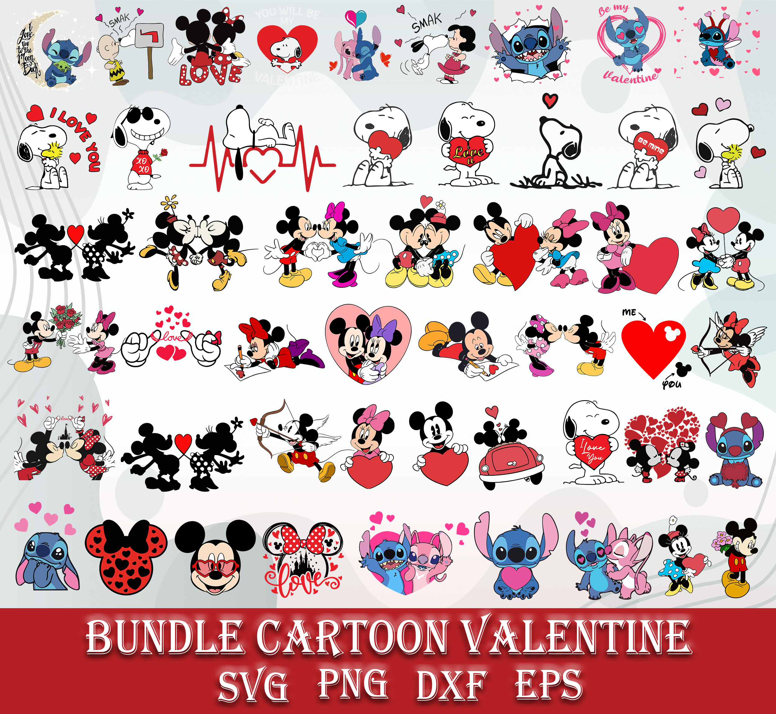 Chartoon Svg Cartoon Valentine Bundle SVG, Cartoon SVG, Valentine Day SVG | Inspire ...