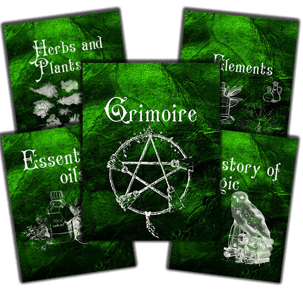 Book of Shadows Cover and Title Pages, Grimoire Cover, Print - Inspire ...