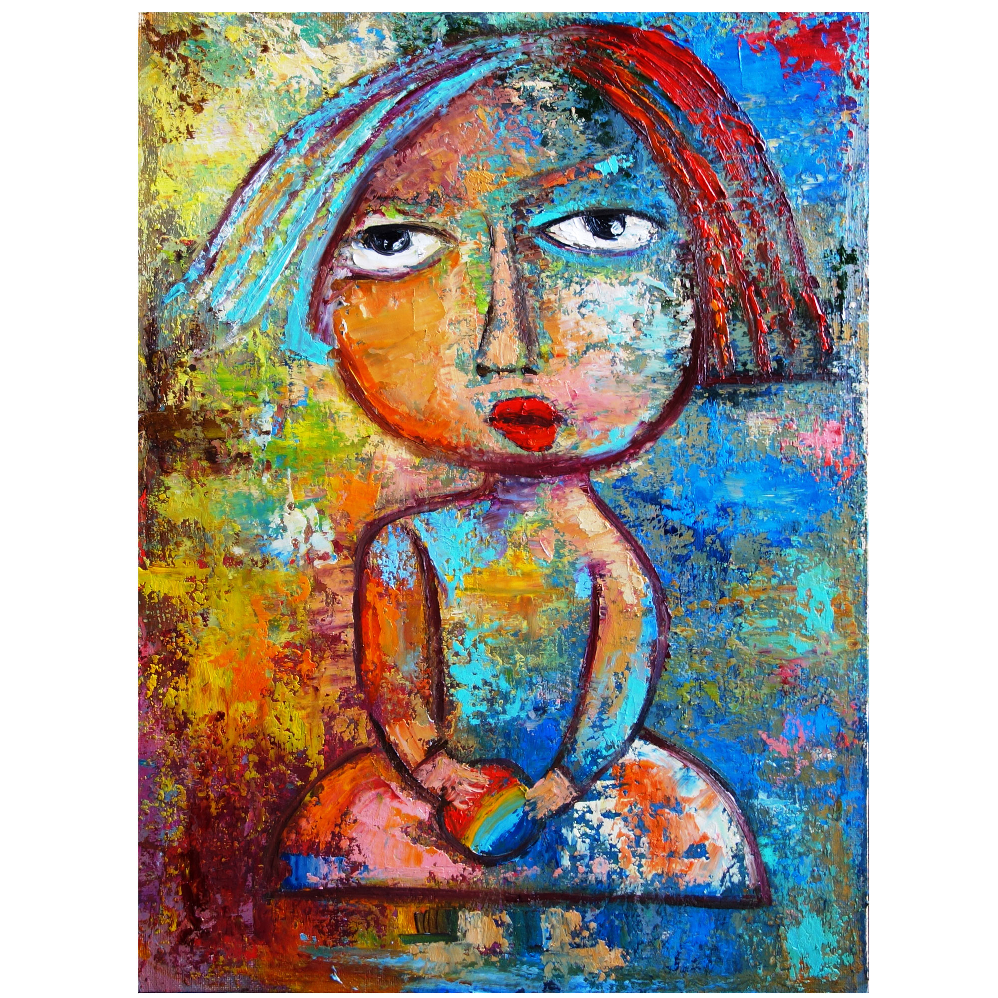 Abstract Girl Painting Oil Woman Original Art Artwork Impast - Inspire ...