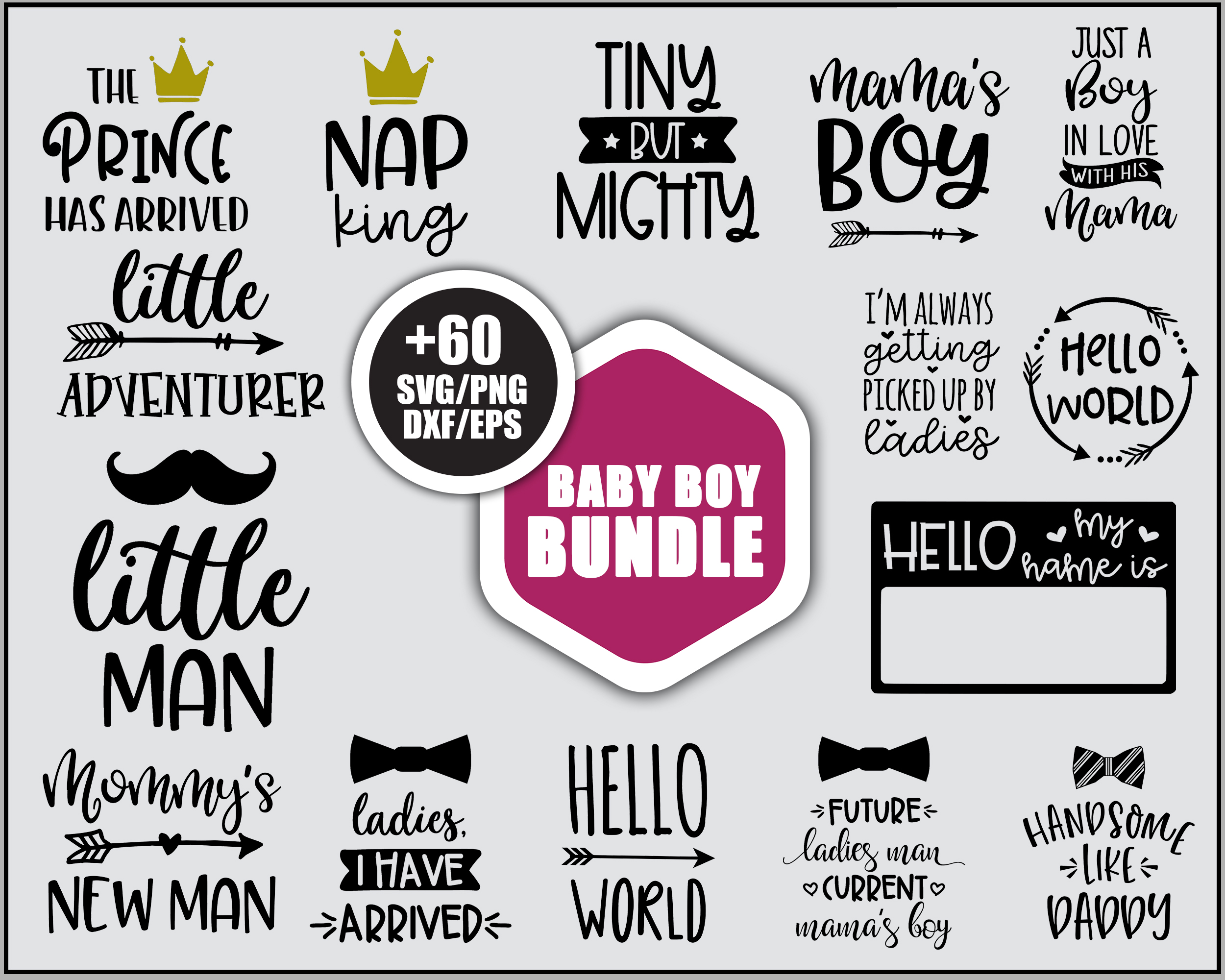 Baby Boy Bundle SVG, Baby Boy SVG, Baby Quotes SVG, Newborn Inspire