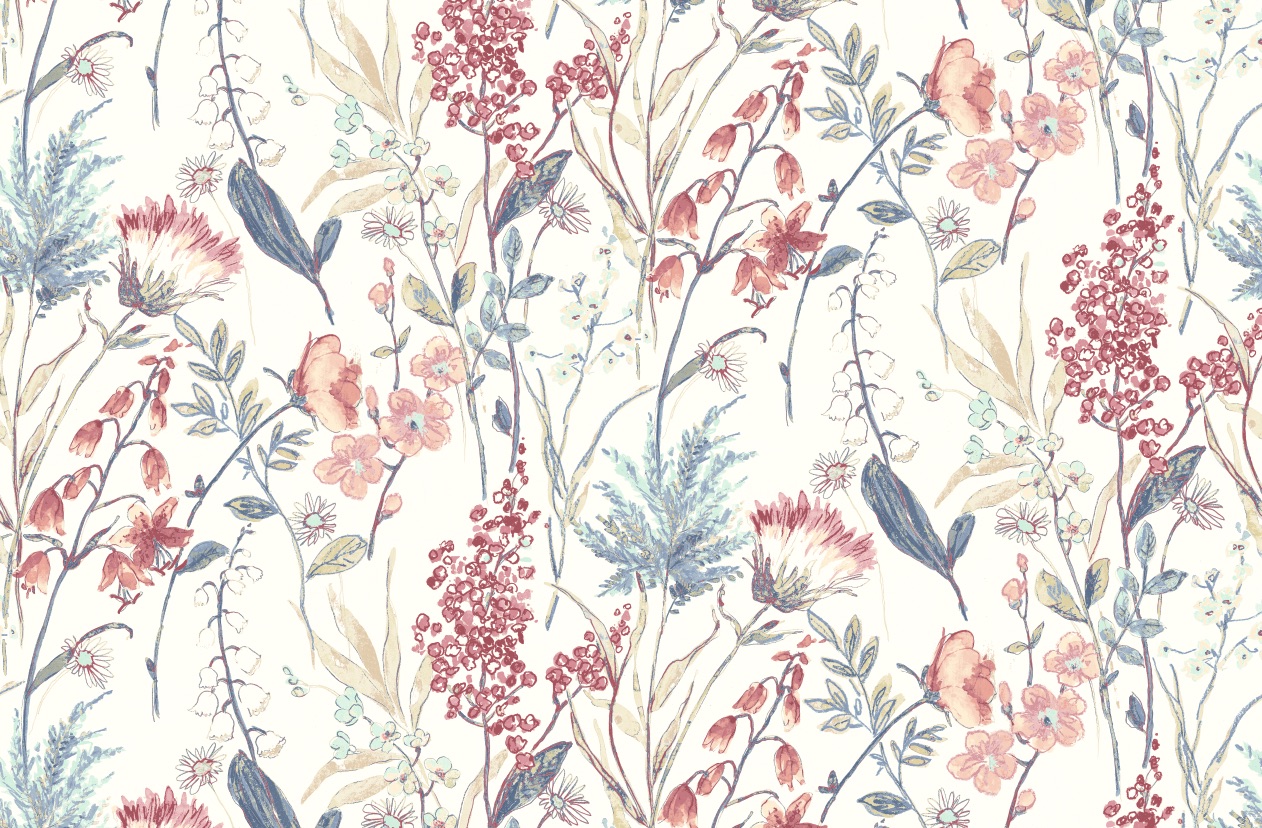 Botanical Fabric, Fabric with Blooming Flowers, Linen and Vi | Inspire ...