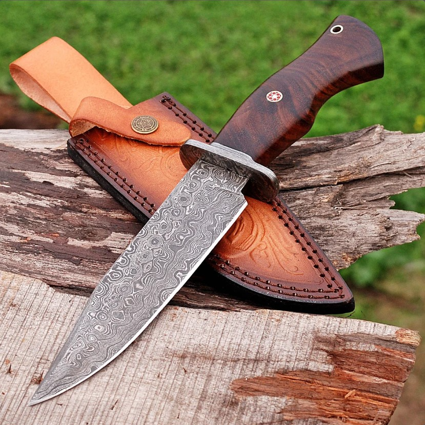 Running Free Damascus Steel Outdoor Knife Collectible Fixed Inspire