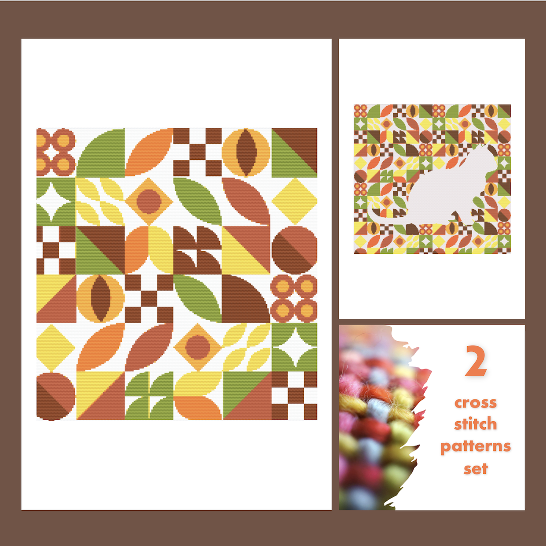 Pattern4 2 cross stitch patterns set Cats boho Autumn style pattern4 - Inspire ...