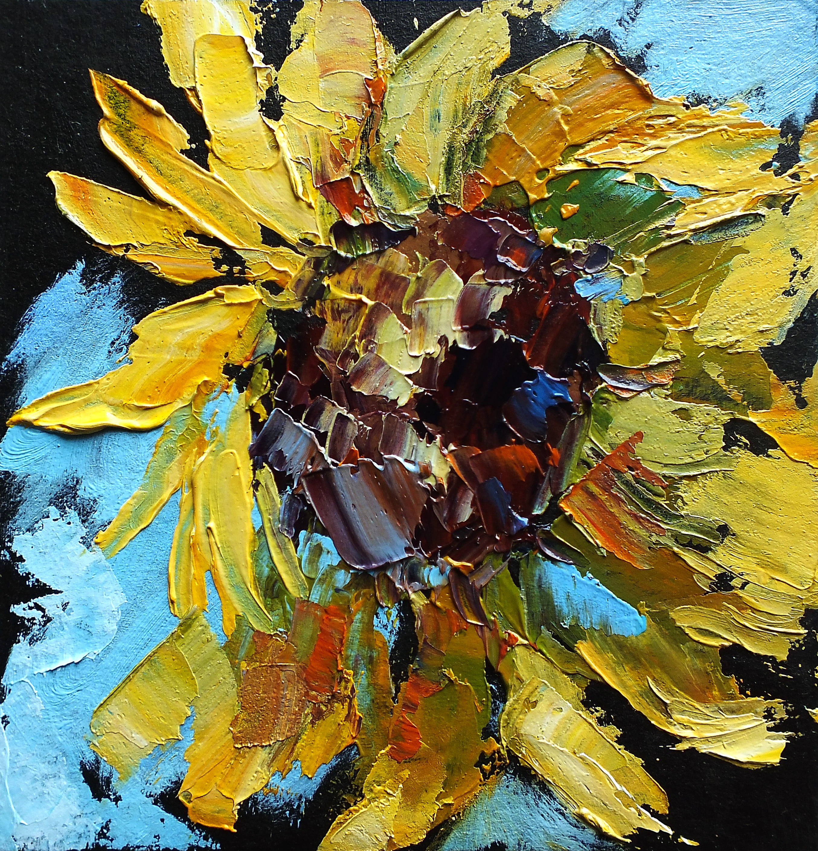 Sunflower Oil Painting Original Oil Yellow Flower Impasto Im - Inspire ...