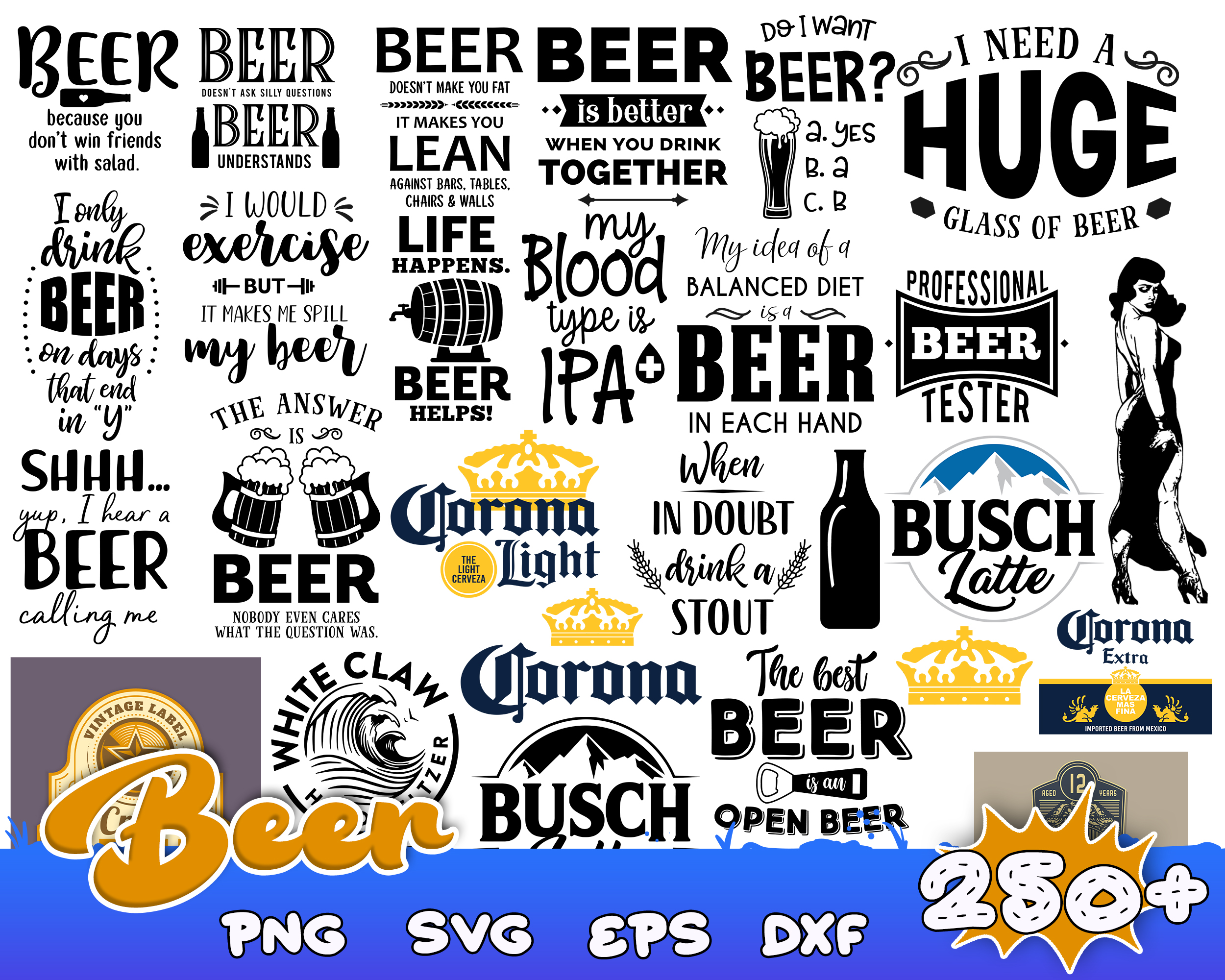 250 BEER LOGO SVG BUNDLE, Beer Clipart Bundle, Beer Svg for | Inspire ...