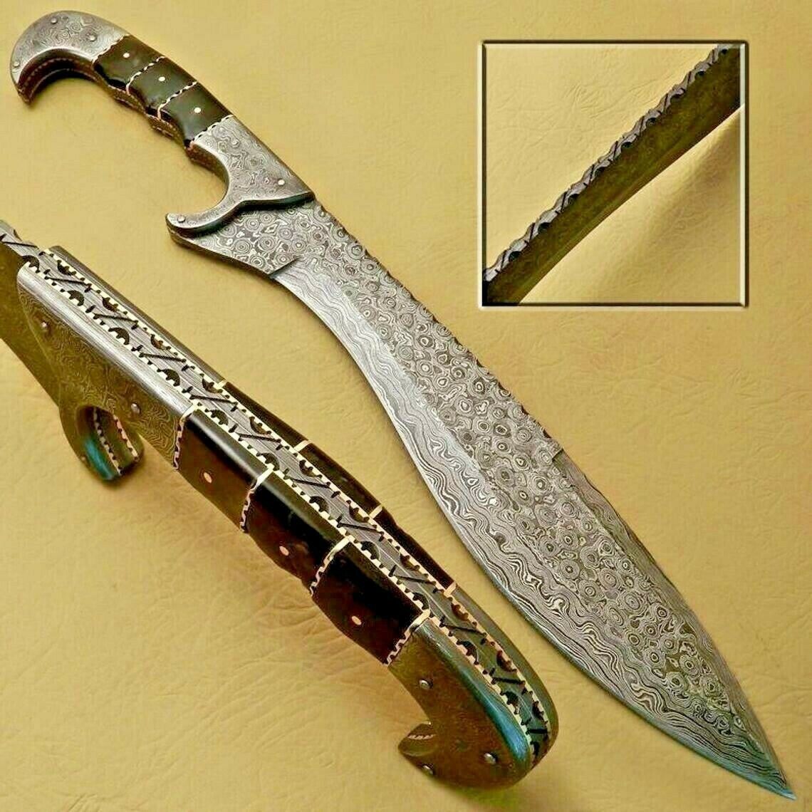 Custom Handmade Damascus Steel COLUMBIA Fixed Blade Bowie Kn Inspire