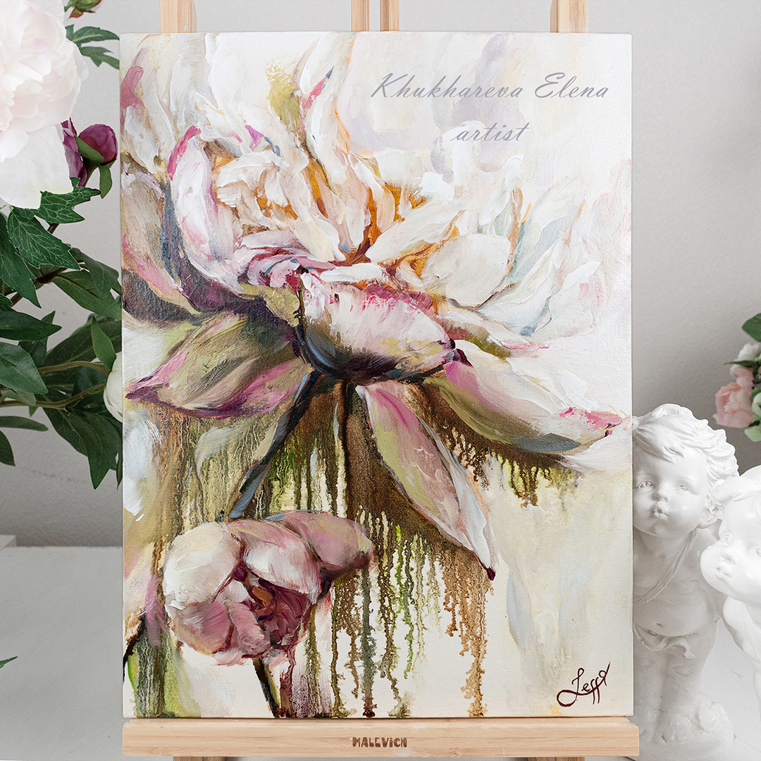 Lotus Oil Painting Floral Original Art Flower Impasto - Inspire Uplift