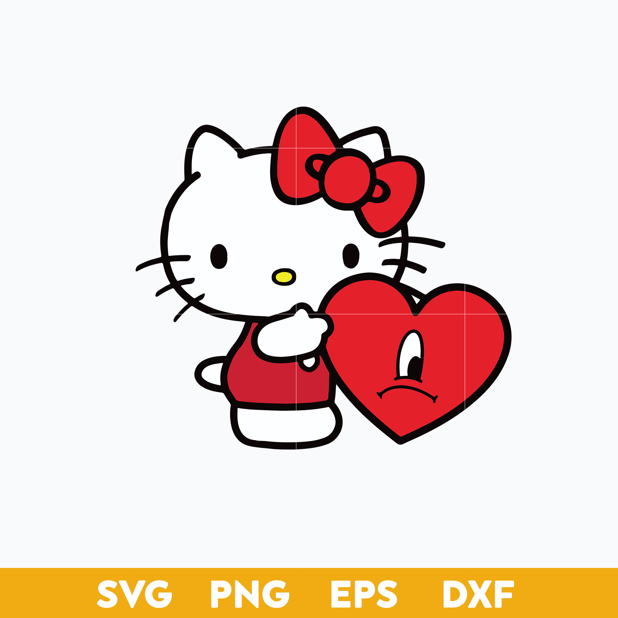 Hello Kitty Heart Sad Valentine Svg, Valentine's Day Svg, Ca - Inspire