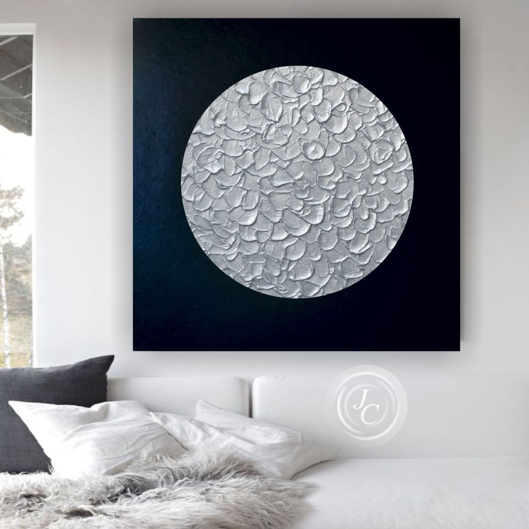 Black and Silver Abstract Original Painting Textured artwork Inspire