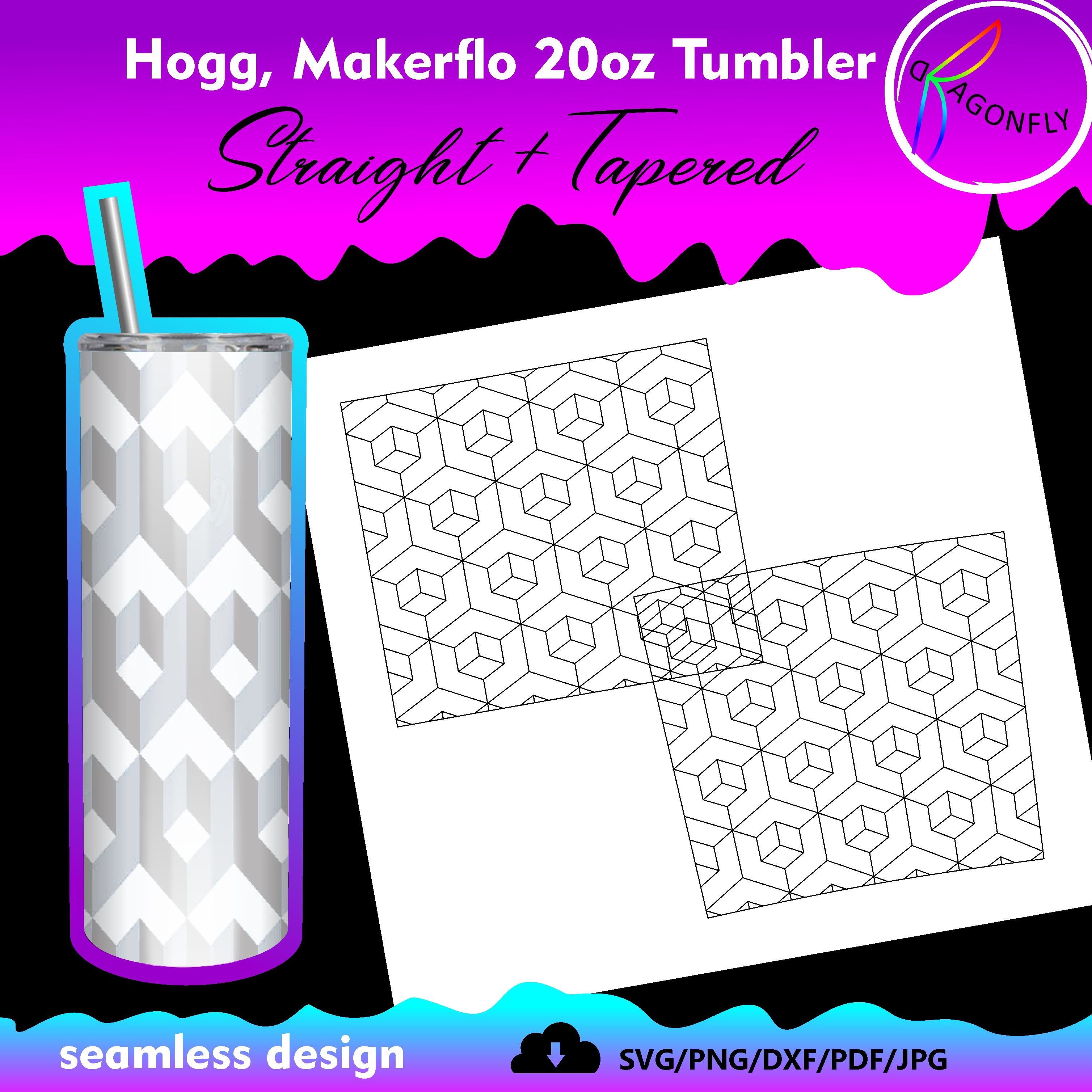 3D Blocks and Cubes Template for 20oz Straight/tapered Tumbl | Inspire ...
