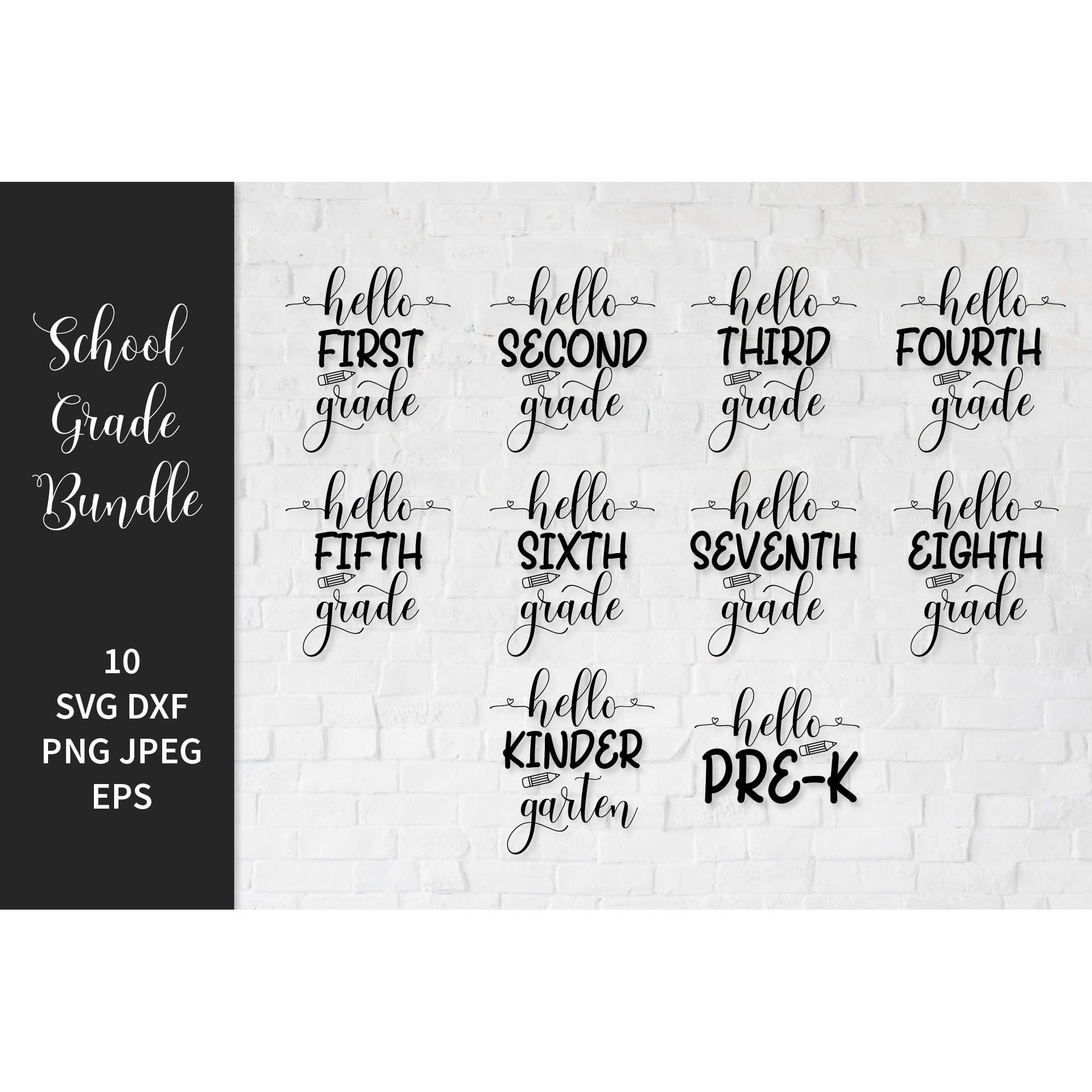 School Grade SVG Bundle. Grades Pre-k, Kindergarten, 1st to | Inspire ...