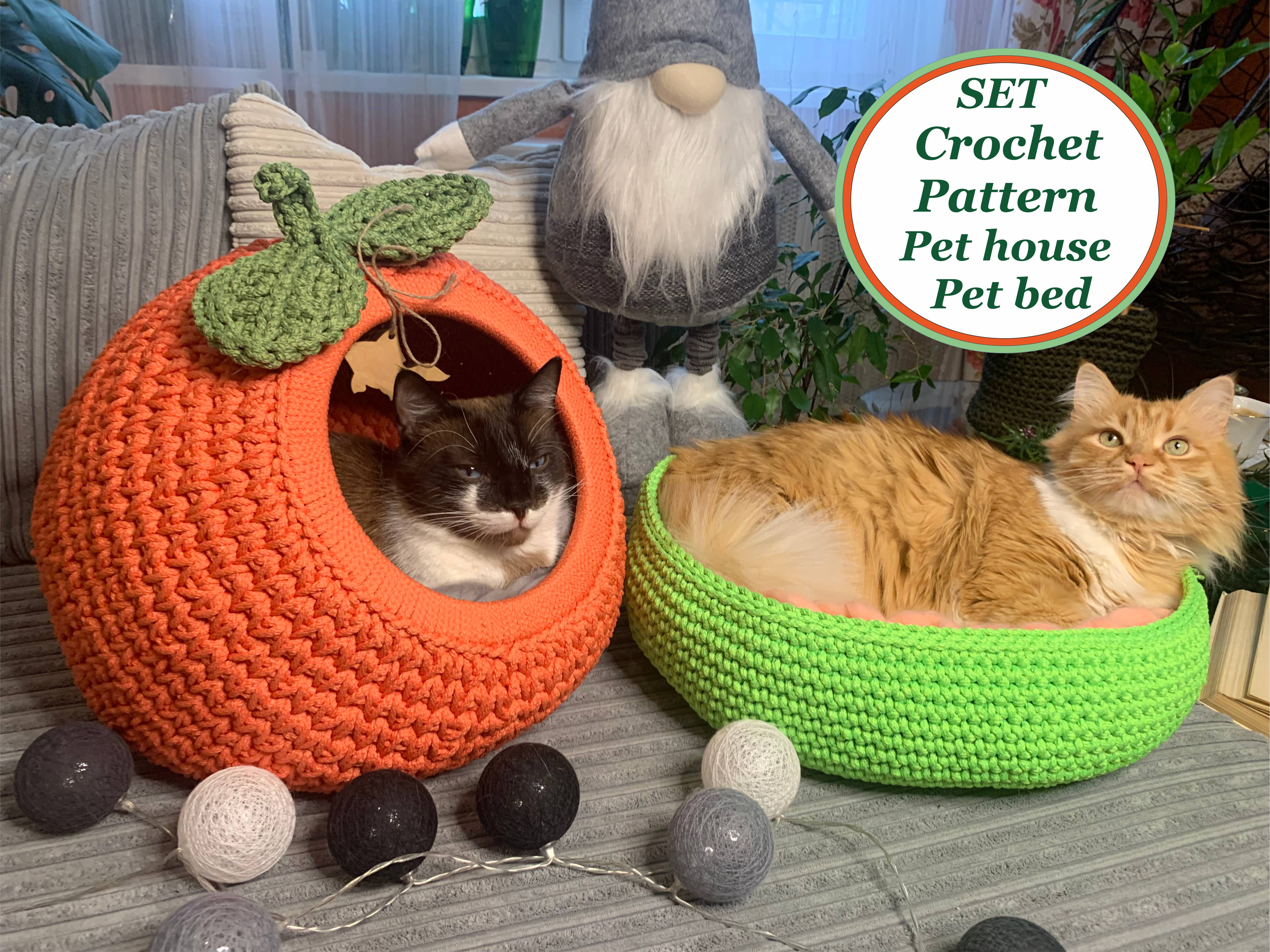 SET pattern crochet cat house Apple and crochet cat bed Digi | Inspire ...