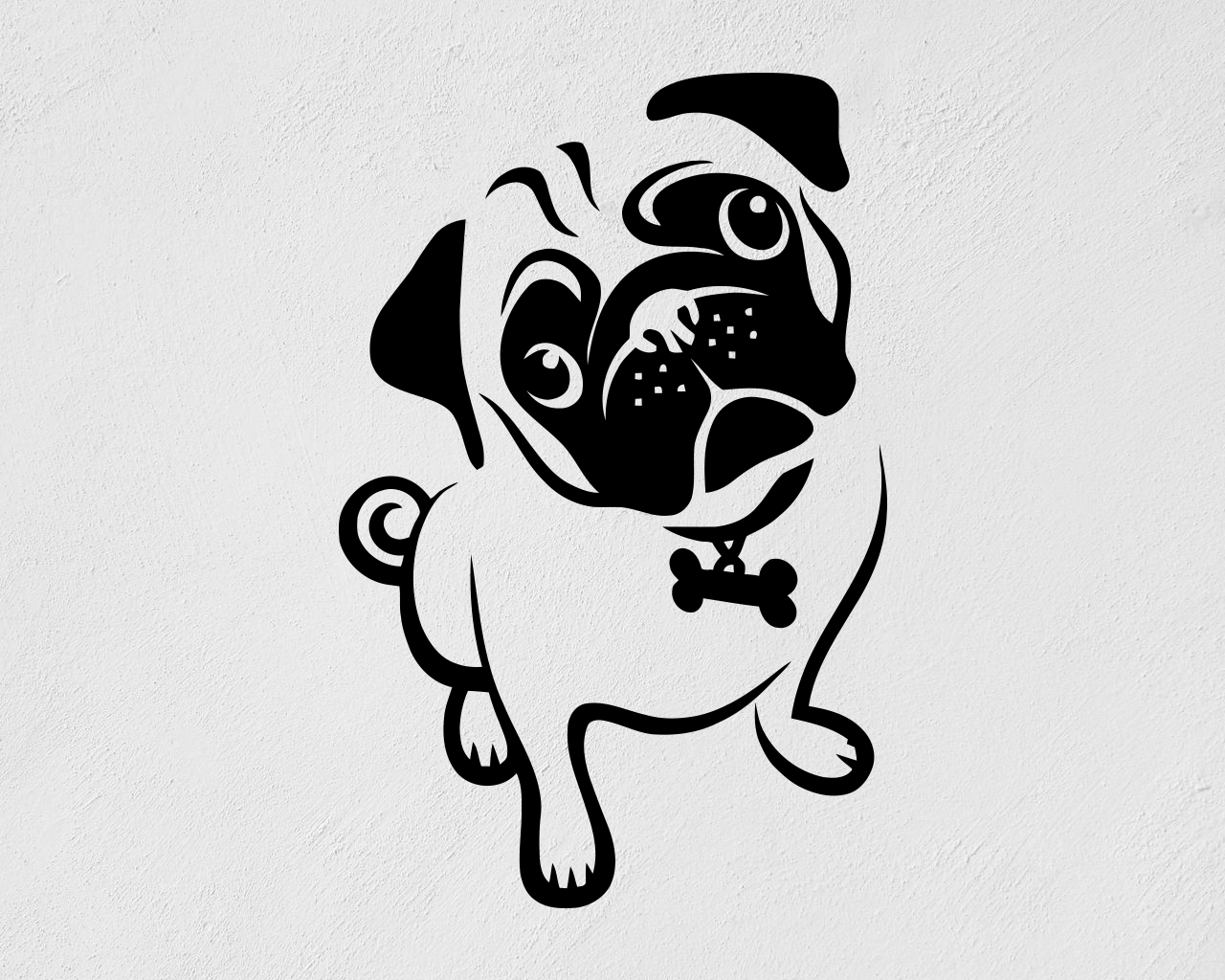 Pug Sticker, Cute Pug, Dog, Wall Sticker Vinyl Decal Mural A Inspire