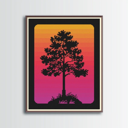 Tree Cross Stitch Pattern, Pine Cross Stitch, Digital PDF | Inspire Uplift